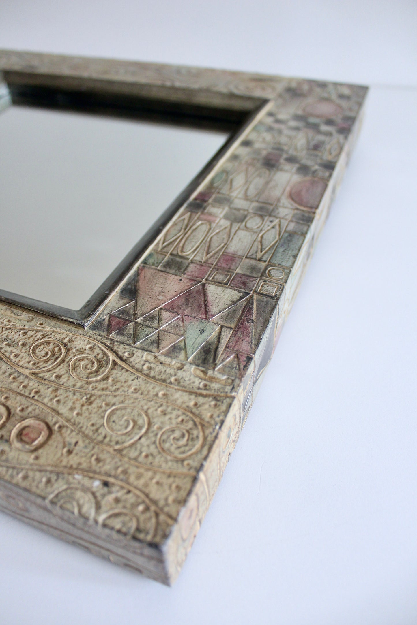Vintage Klimt-Inspired Geometric Wall Mirror