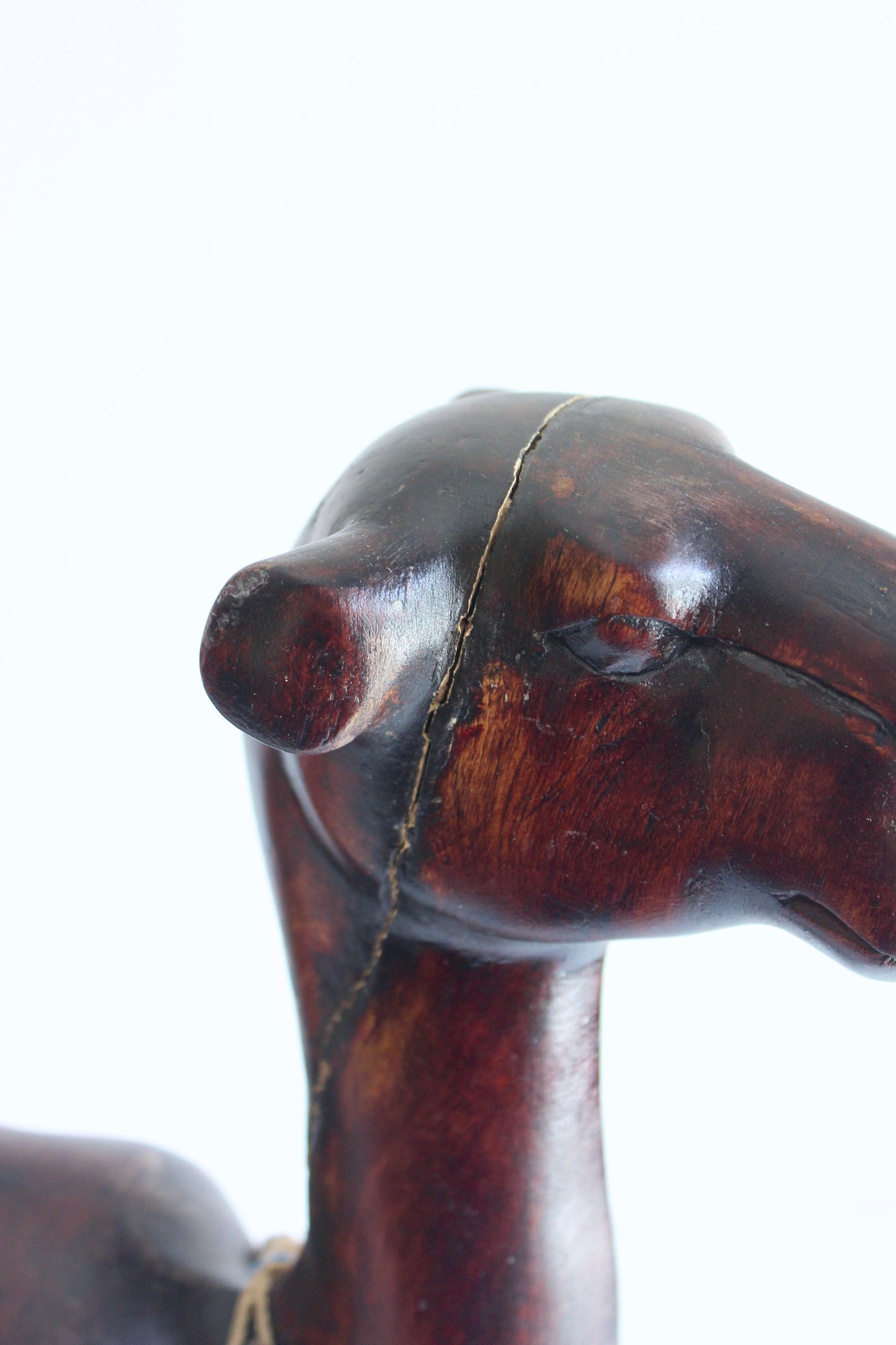Large Vintage Hand-Carved Wooden Camel Sculpture with Tribal Jewelry 1