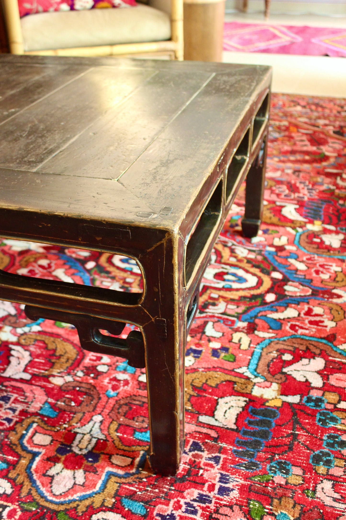 1920s Chinese Hardwood Coffee Table with Natural Age Patina