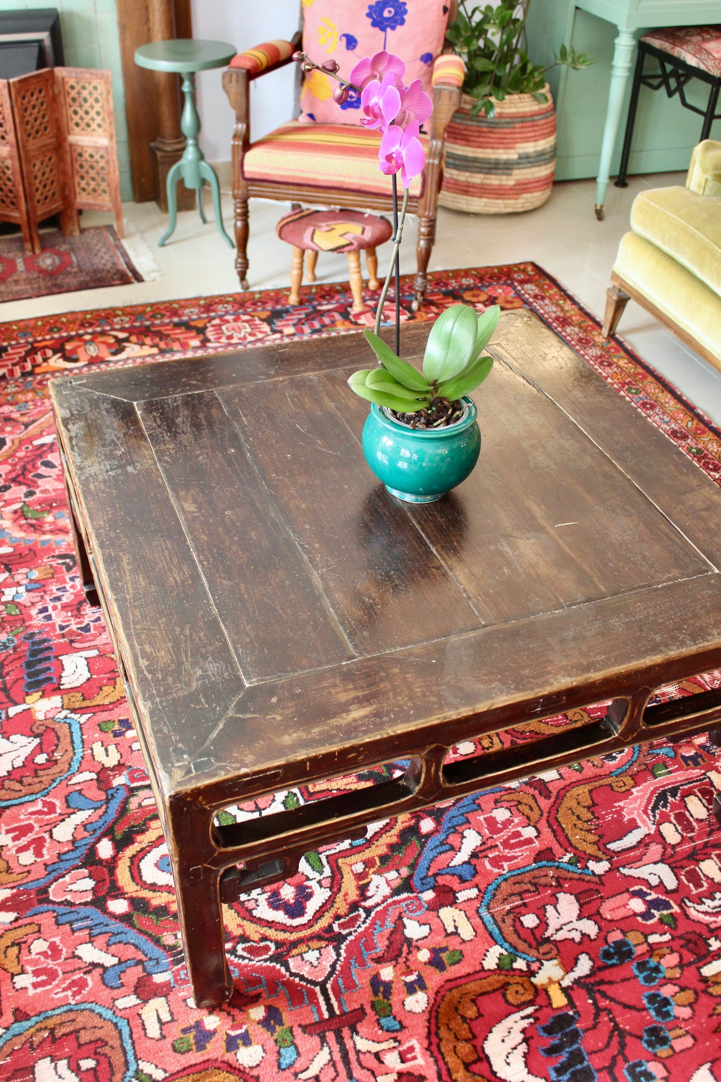 1920s Chinese Hardwood Coffee Table with Natural Age Patina