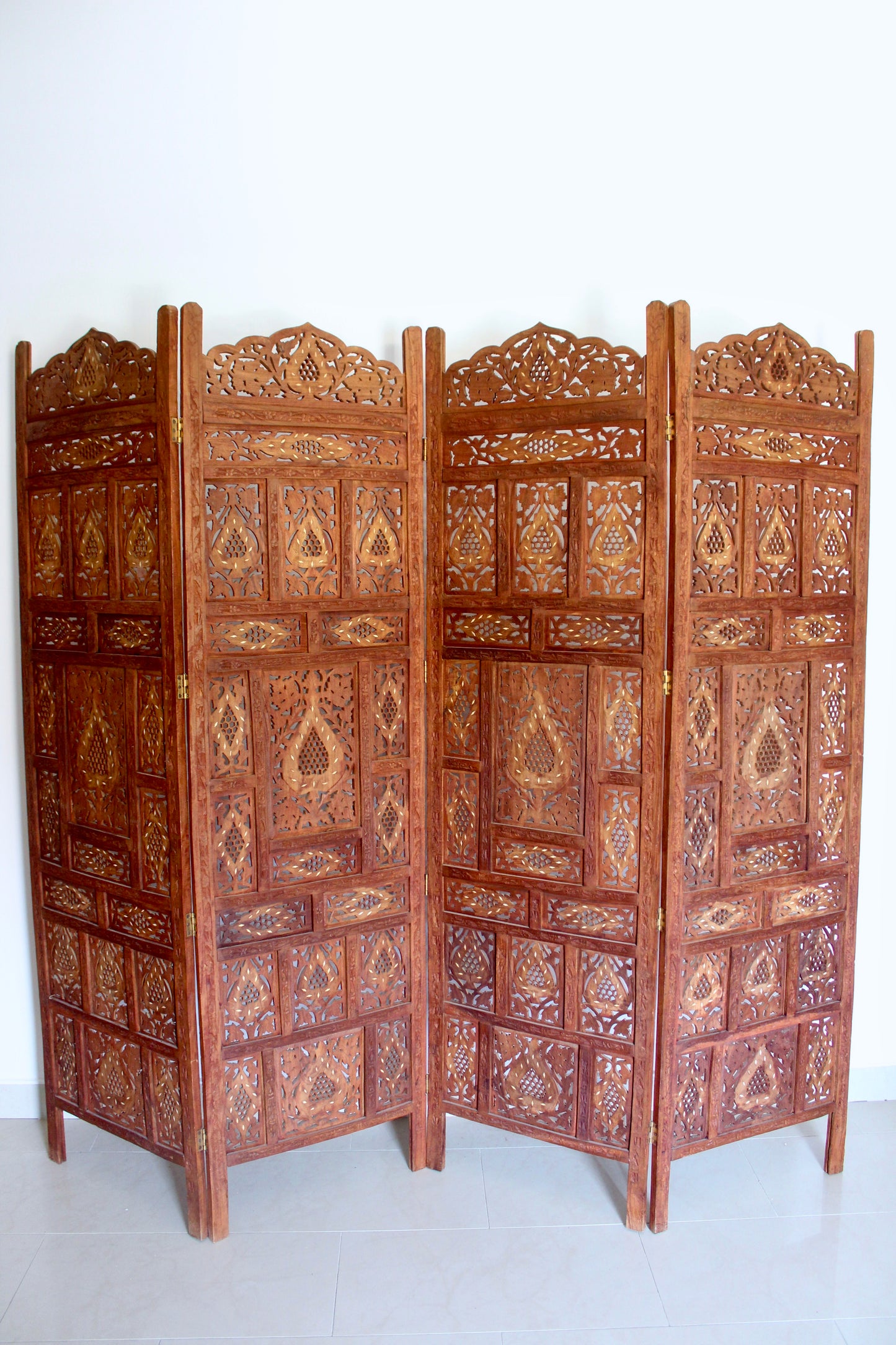 Carved Indian Jali Folding Room Divider