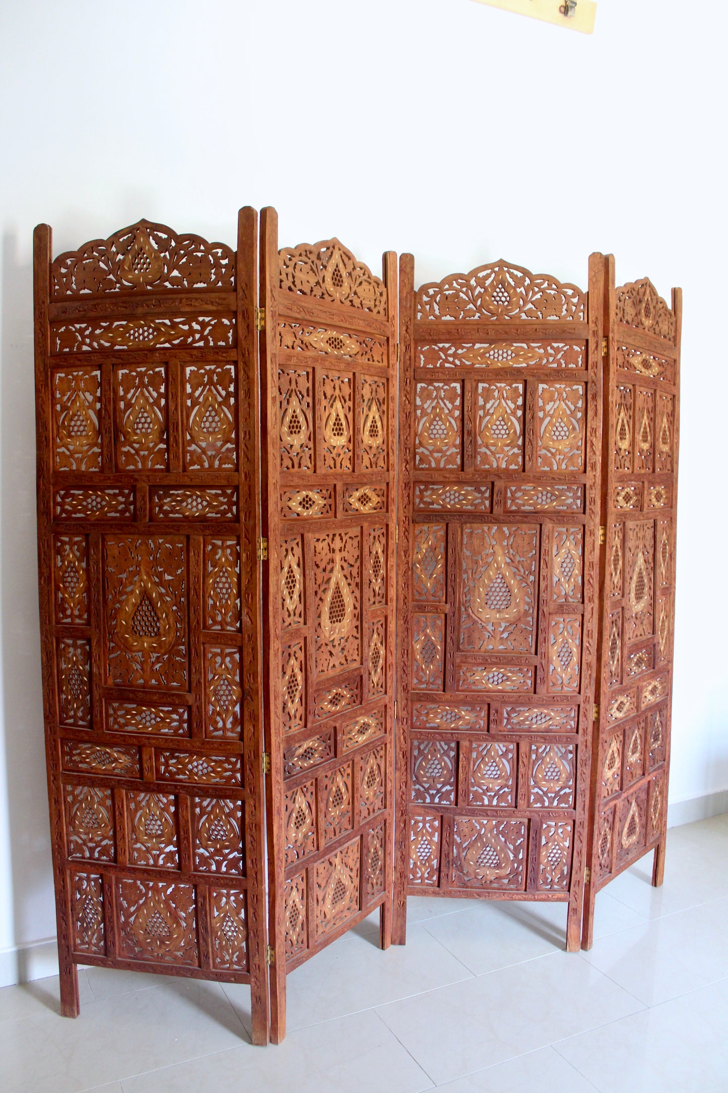 Carved Indian Jali Folding Room Divider