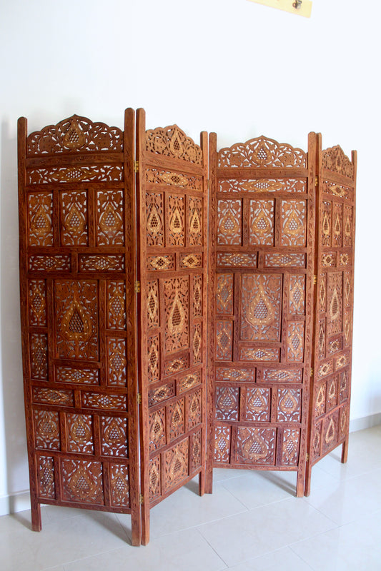 Carved Indian Jali Folding Room Divider