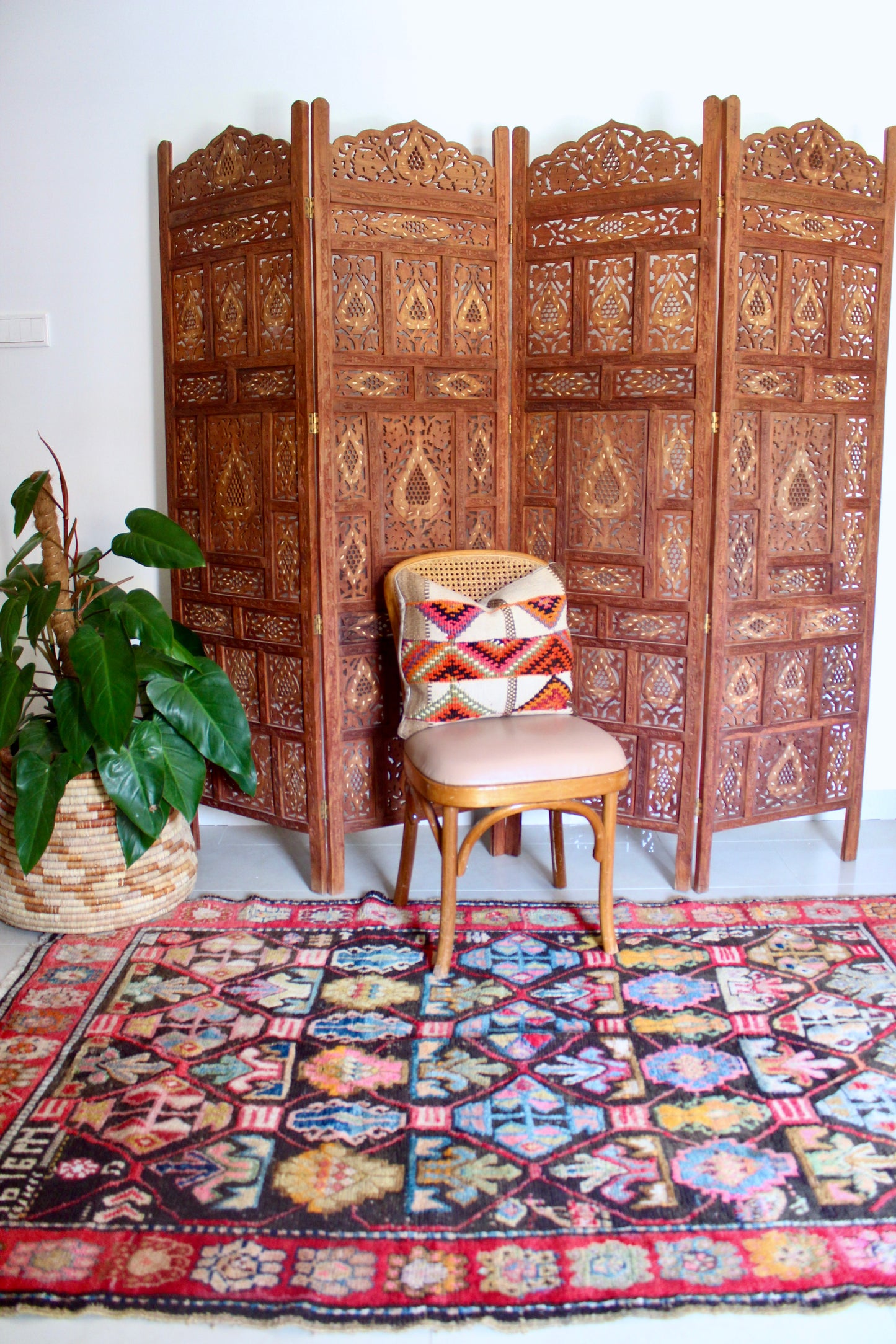 Carved Indian Jali Folding Room Divider