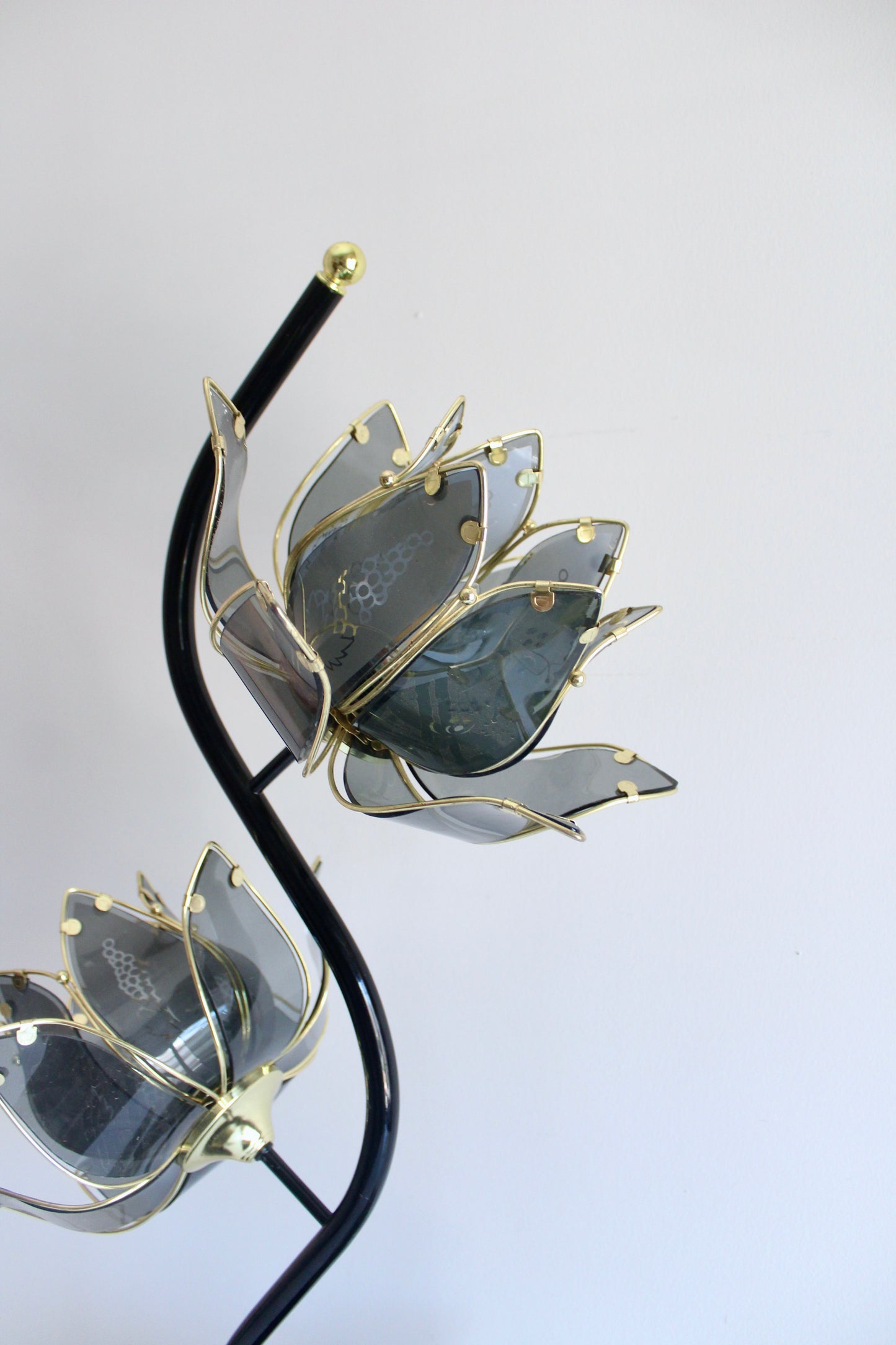 Vintage Lotus Flower Floor Lamp with Smoked Acrylic Petals