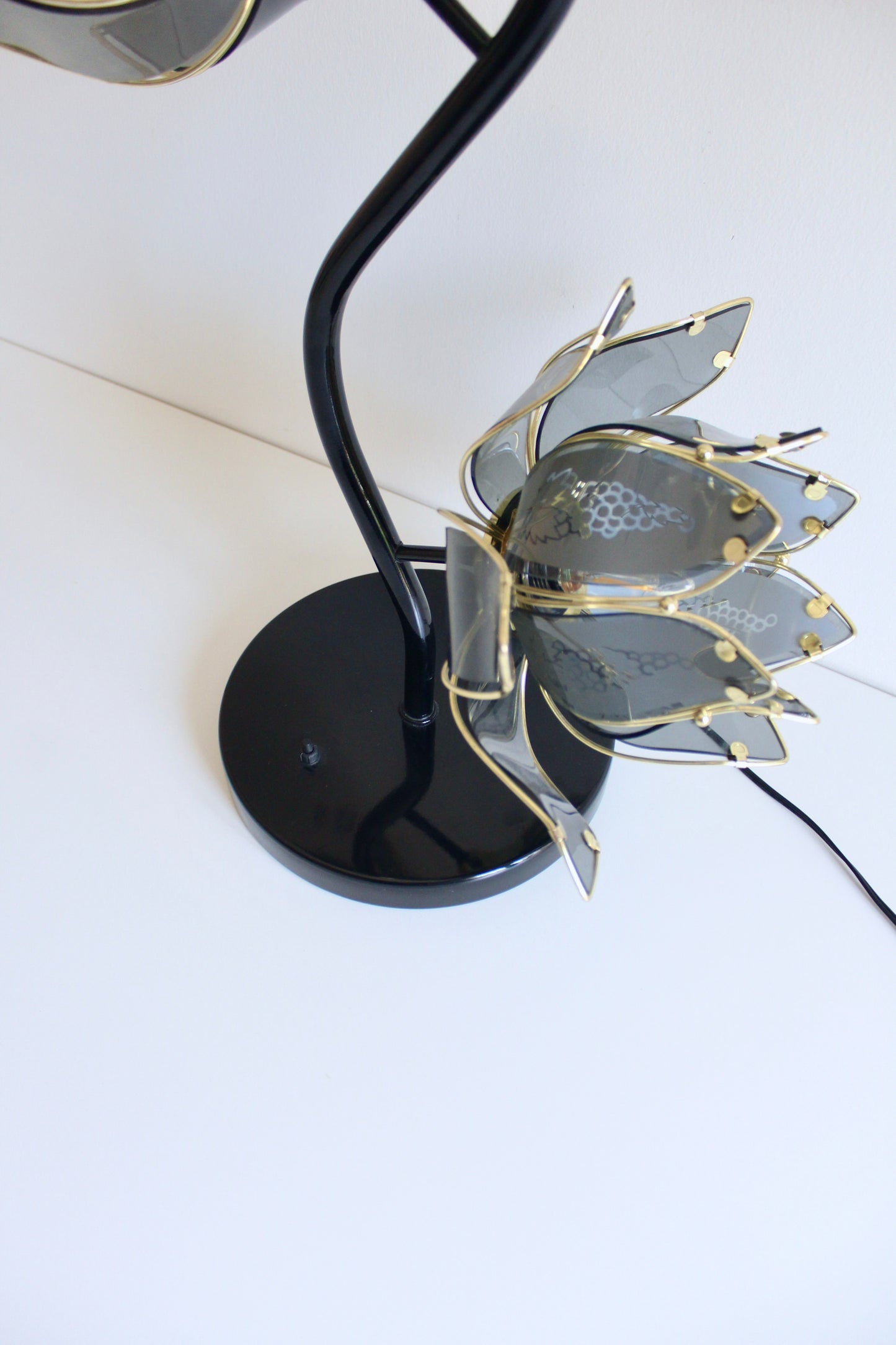 Vintage Lotus Flower Floor Lamp with Smoked Acrylic Petals
