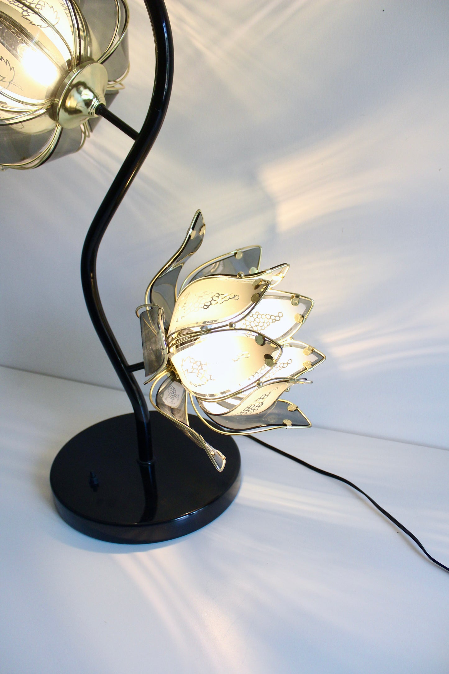 Vintage Lotus Flower Floor Lamp with Smoked Acrylic Petals