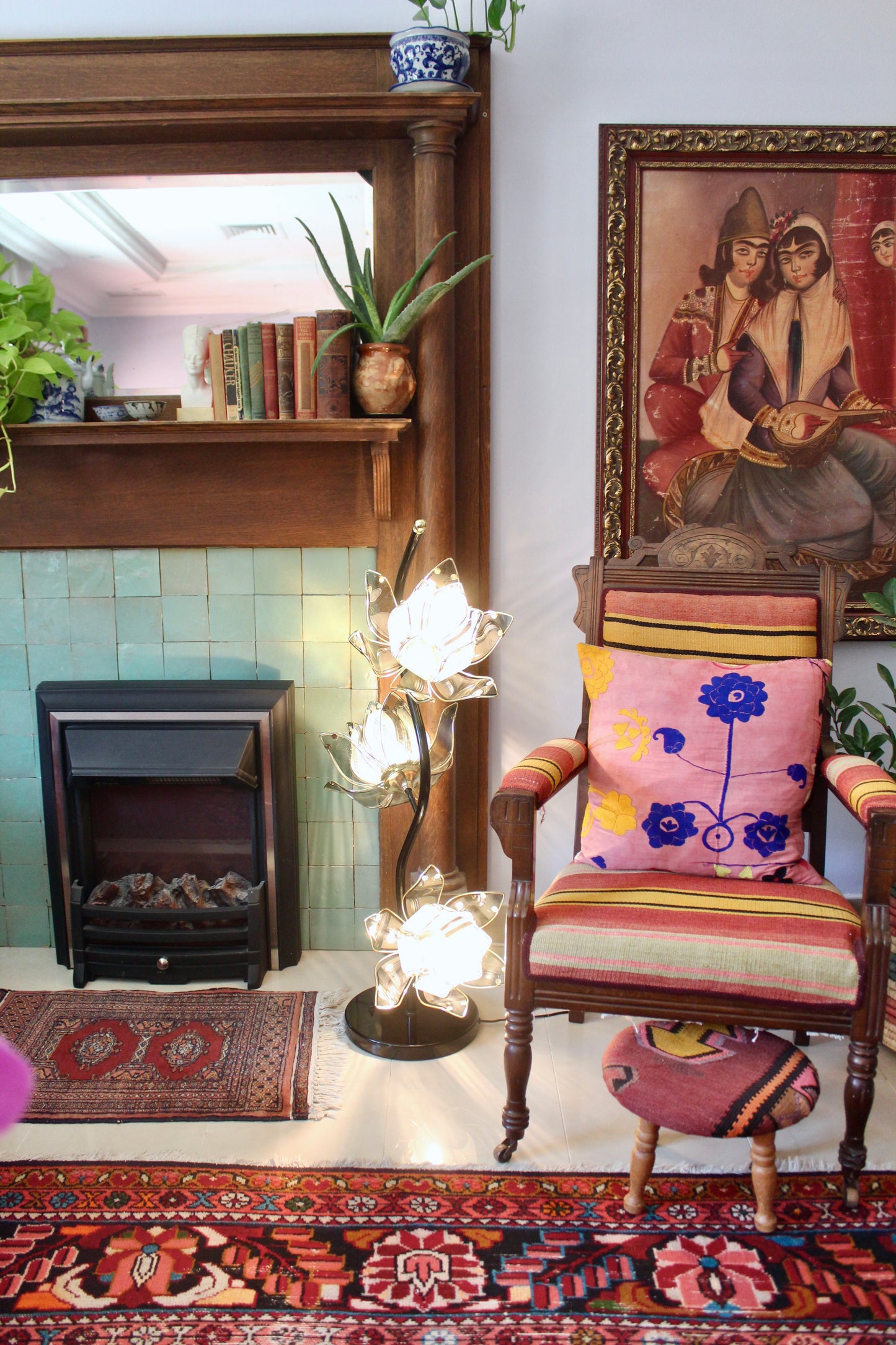 Vintage Lotus Flower Floor Lamp with Smoked Acrylic Petals
