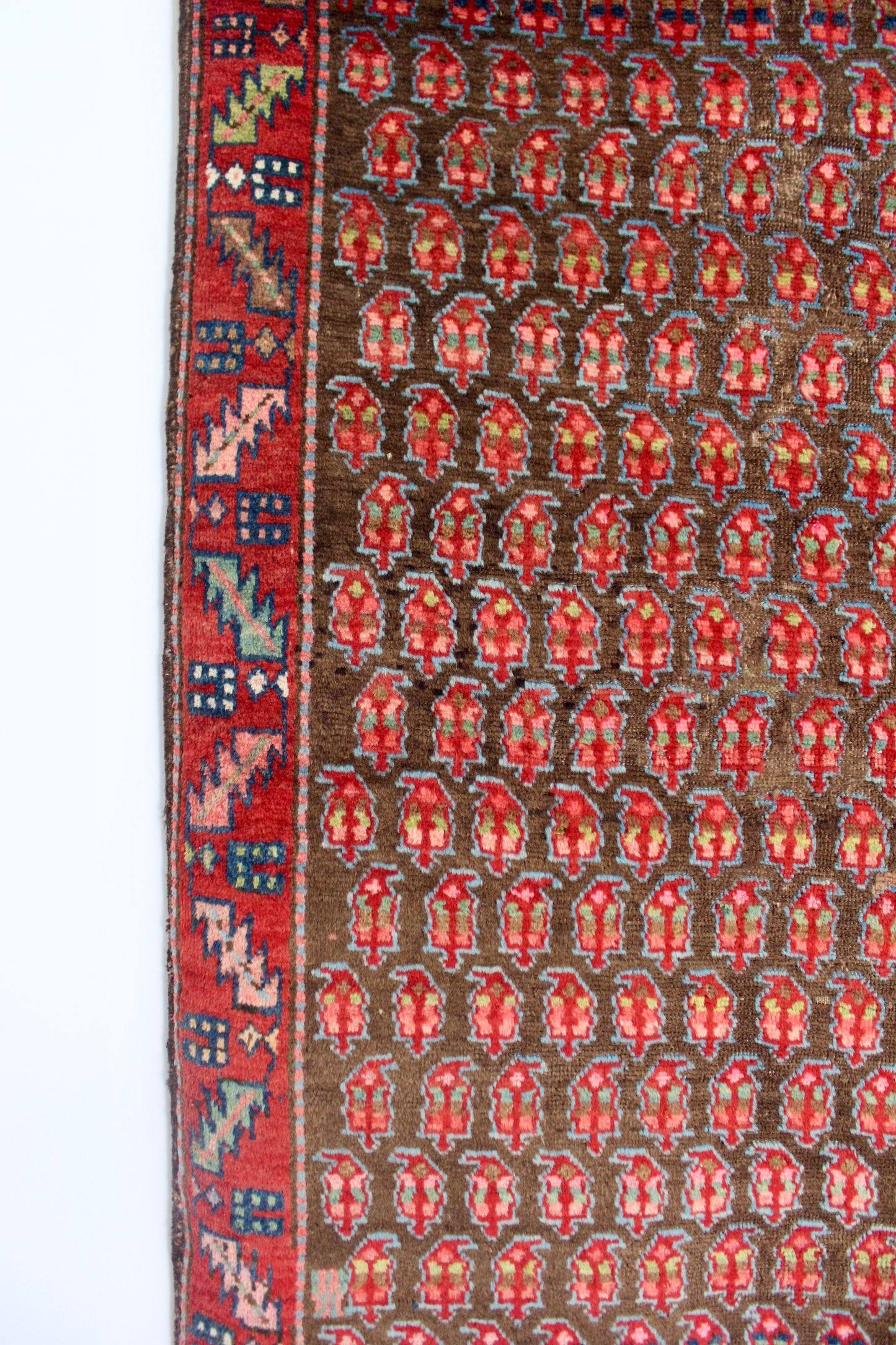 Antique Persian Kurdish Boteh Rug, Dated 1913
