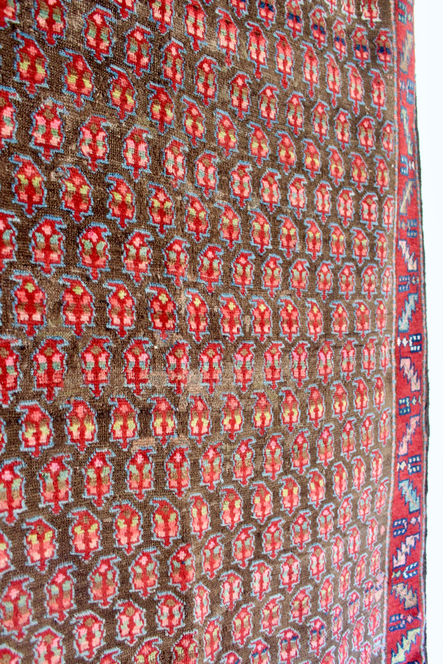 Antique Persian Kurdish Boteh Rug, Dated 1913