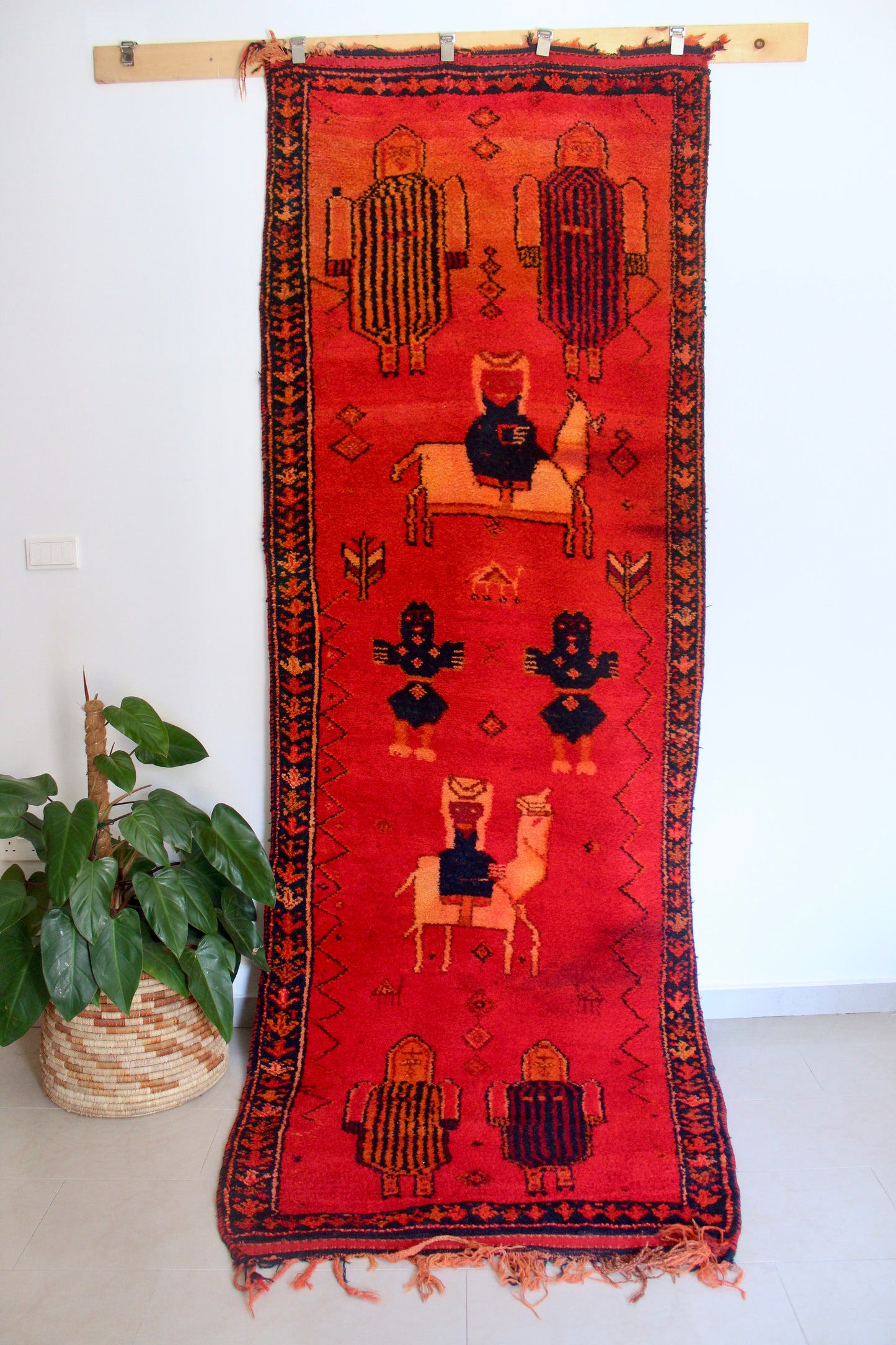 Midcentury Sadu Pictorial Tribal Rug with Arabian Riders and Camels