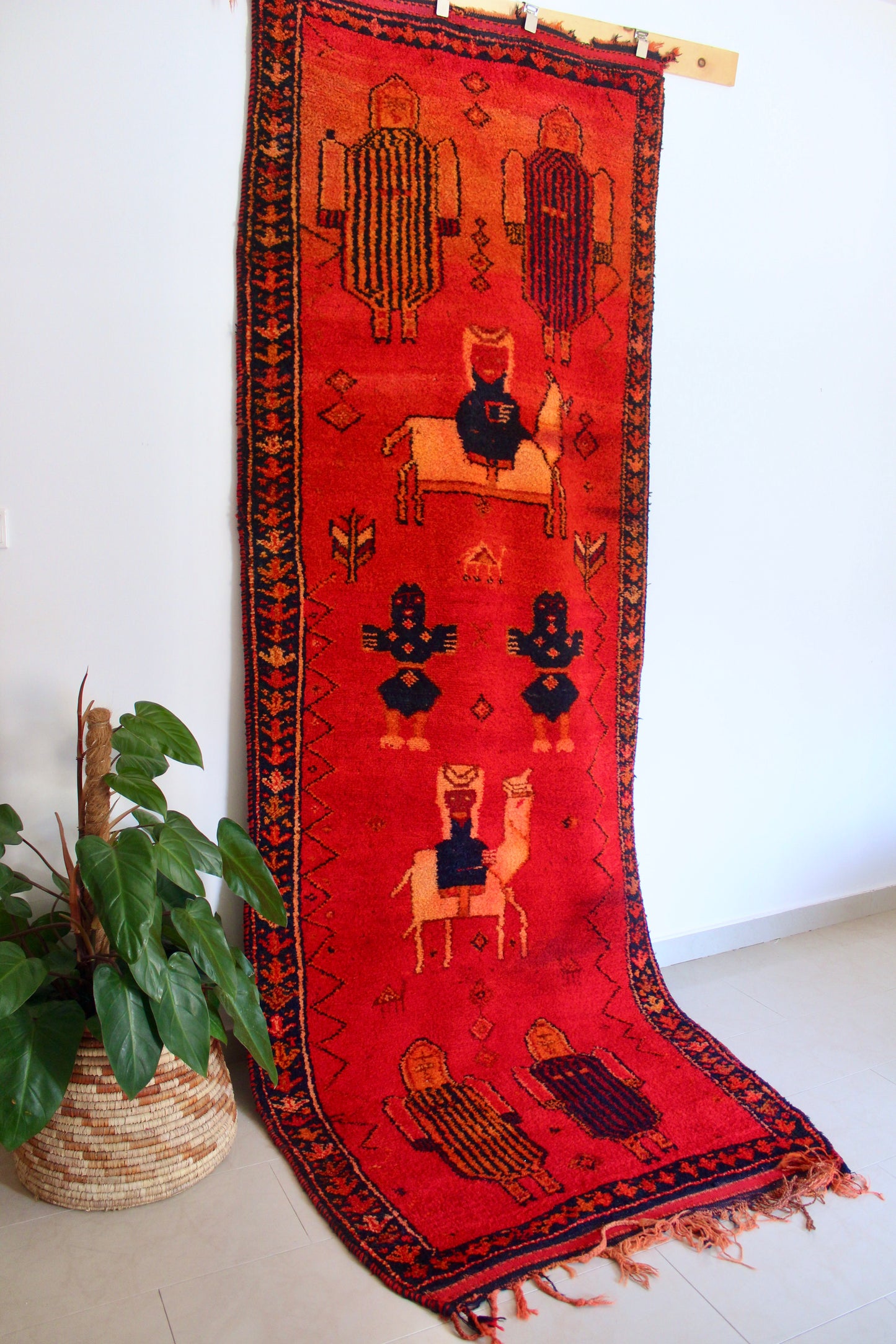 Midcentury Sadu Pictorial Tribal Rug with Arabian Riders and Camels