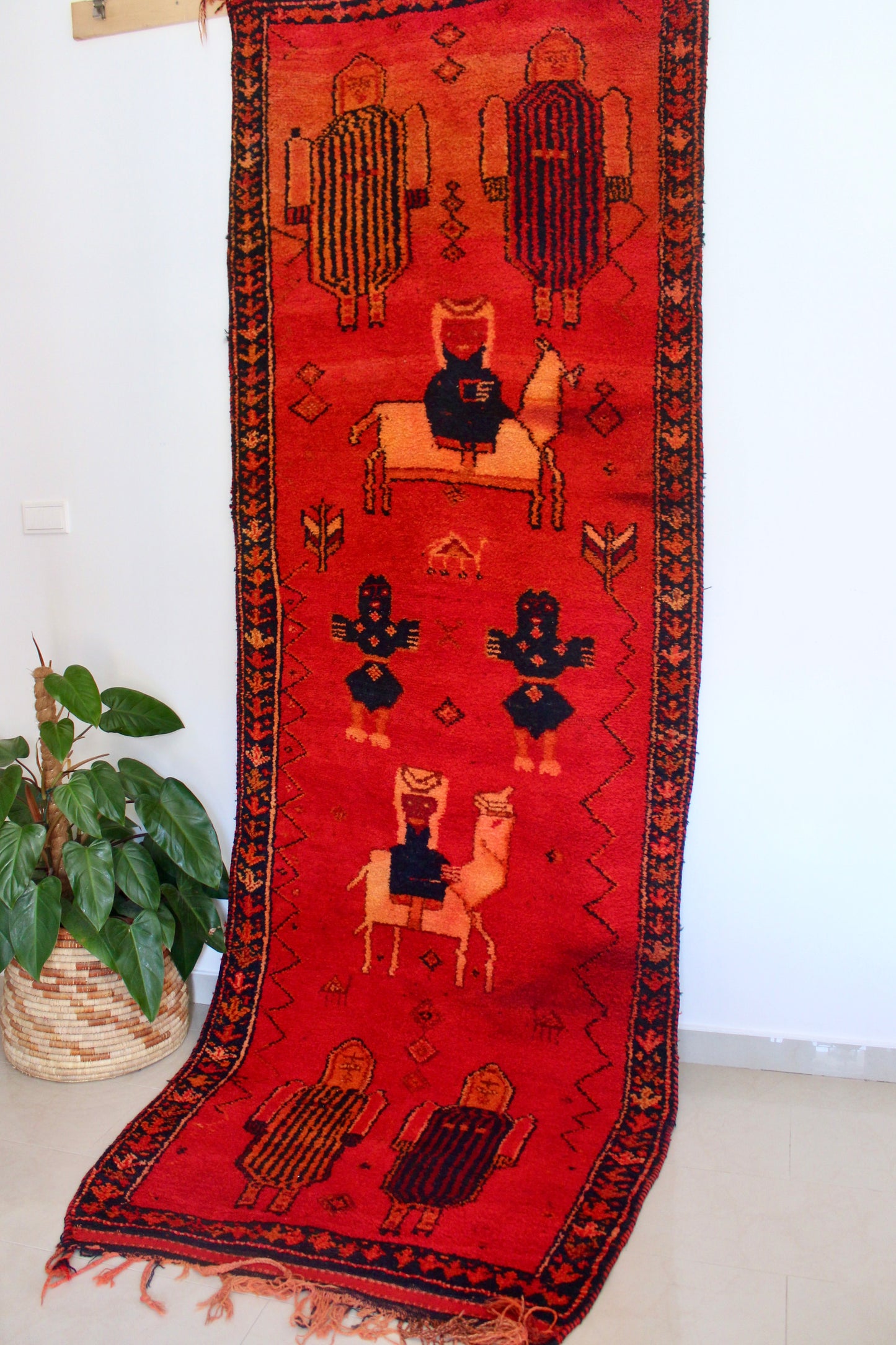 Midcentury Sadu Pictorial Tribal Rug with Arabian Riders and Camels