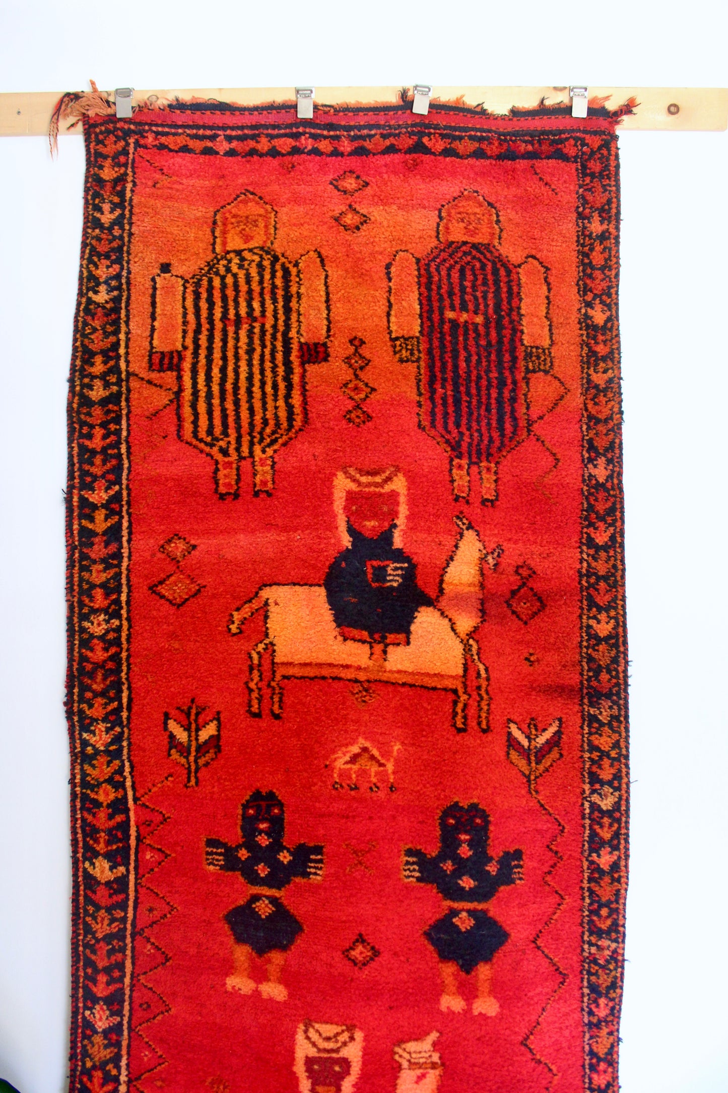 Midcentury Sadu Pictorial Tribal Rug with Arabian Riders and Camels