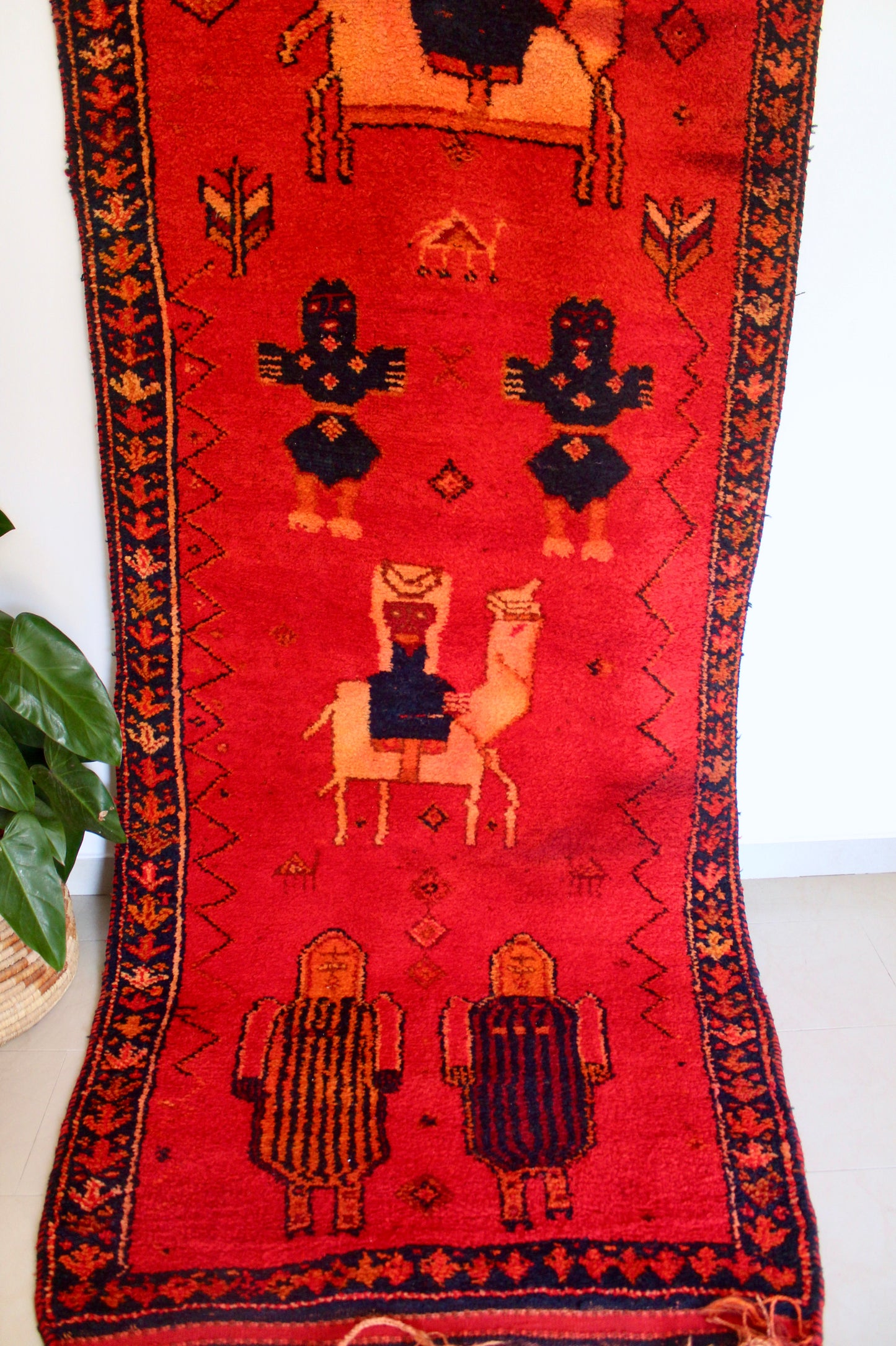 Midcentury Sadu Pictorial Tribal Rug with Arabian Riders and Camels