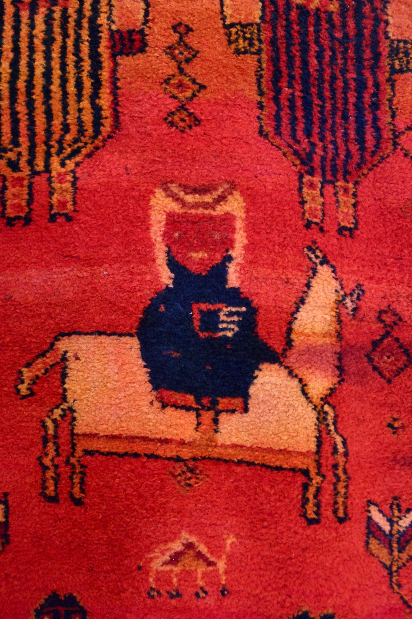 Midcentury Sadu Pictorial Tribal Rug with Arabian Riders and Camels