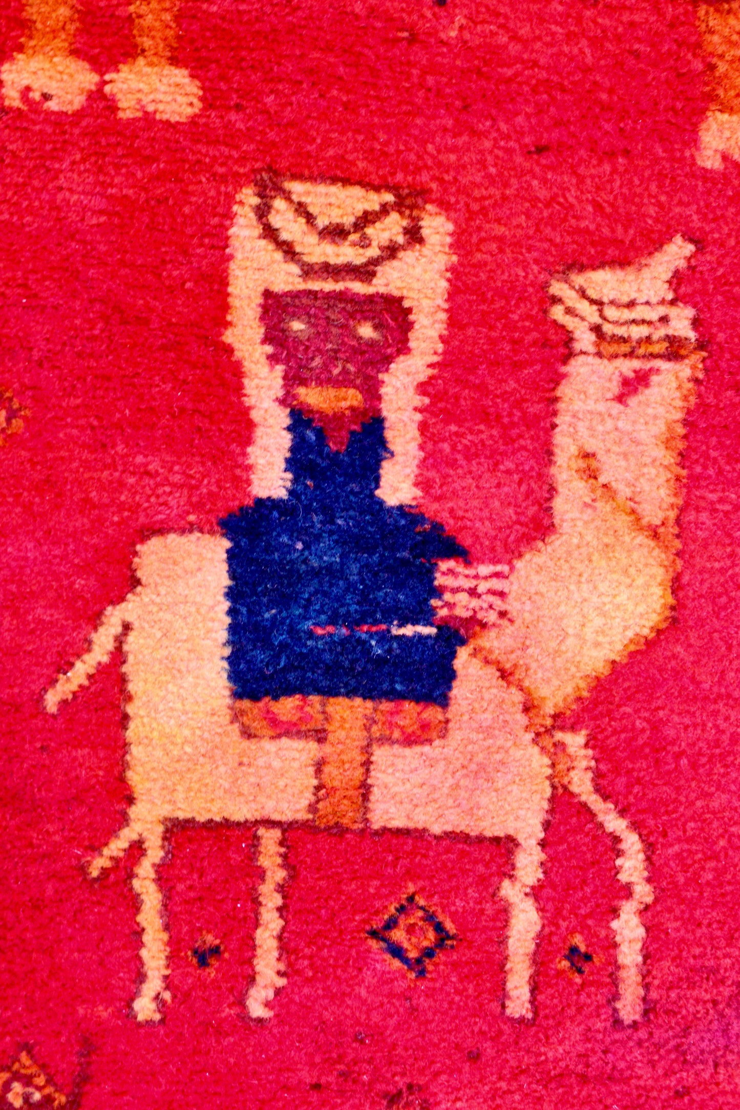 Midcentury Sadu Pictorial Tribal Rug with Arabian Riders and Camels