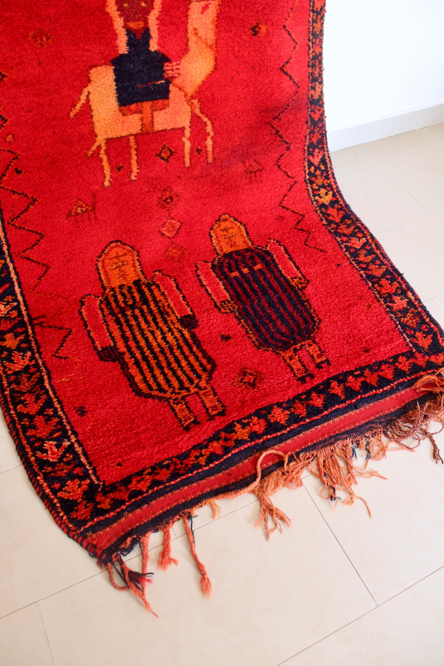 Midcentury Sadu Pictorial Tribal Rug with Arabian Riders and Camels