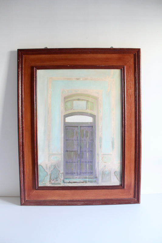 Large Original Kuwaiti Architectural Painting – Traditional Doorway Scene