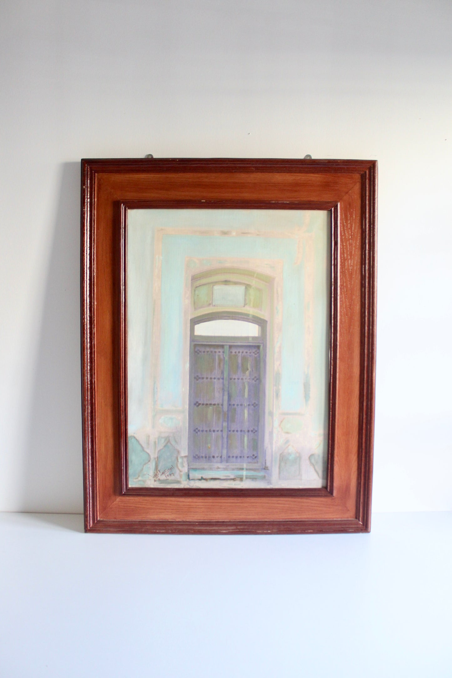 Large Original Kuwaiti Architectural Painting – Traditional Doorway Scene - On Hold