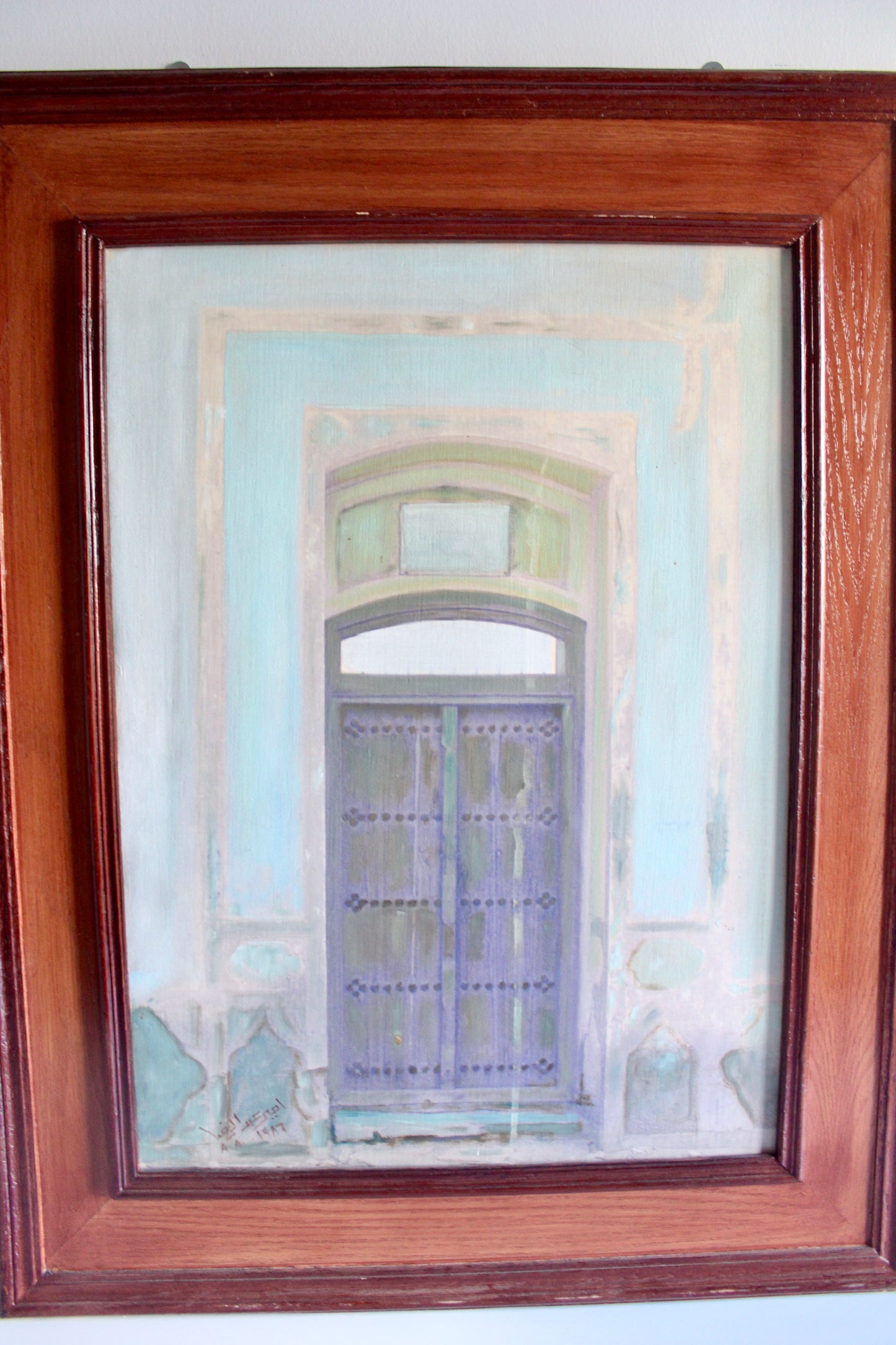 Large Original Kuwaiti Architectural Painting – Traditional Doorway Scene - On Hold