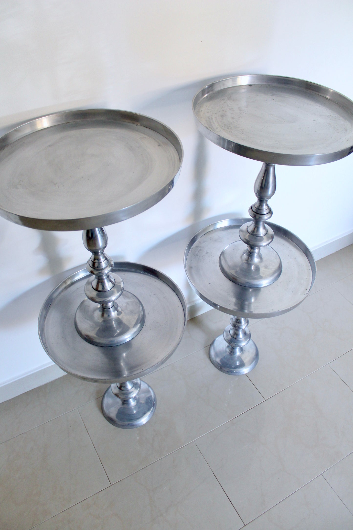 Vintage Indian Aluminum Side Tables