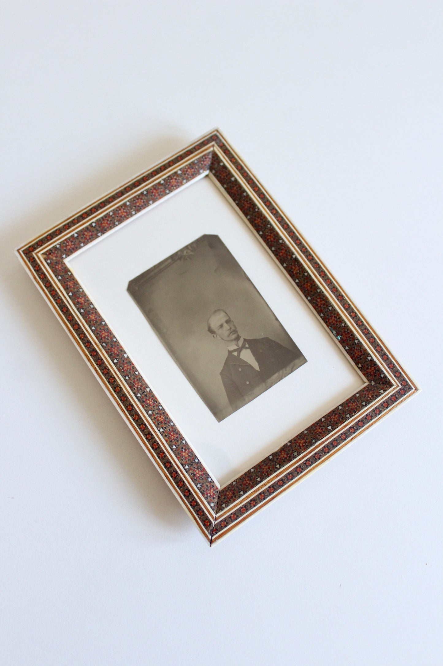 Antique 1870s Original Tintype Photo with Khatam Kari Frame