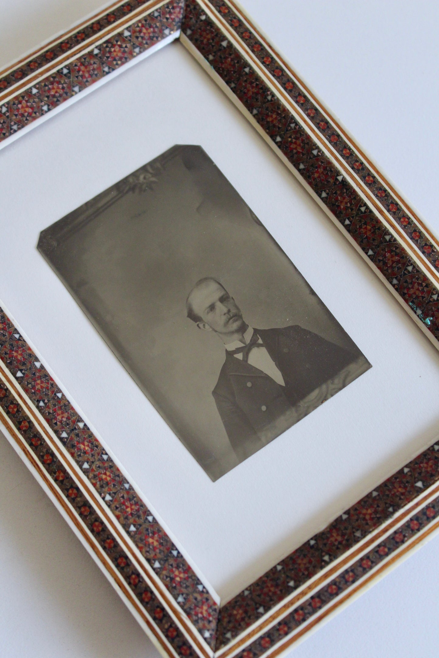 Antique 1870s Original Tintype Photo with Khatam Kari Frame