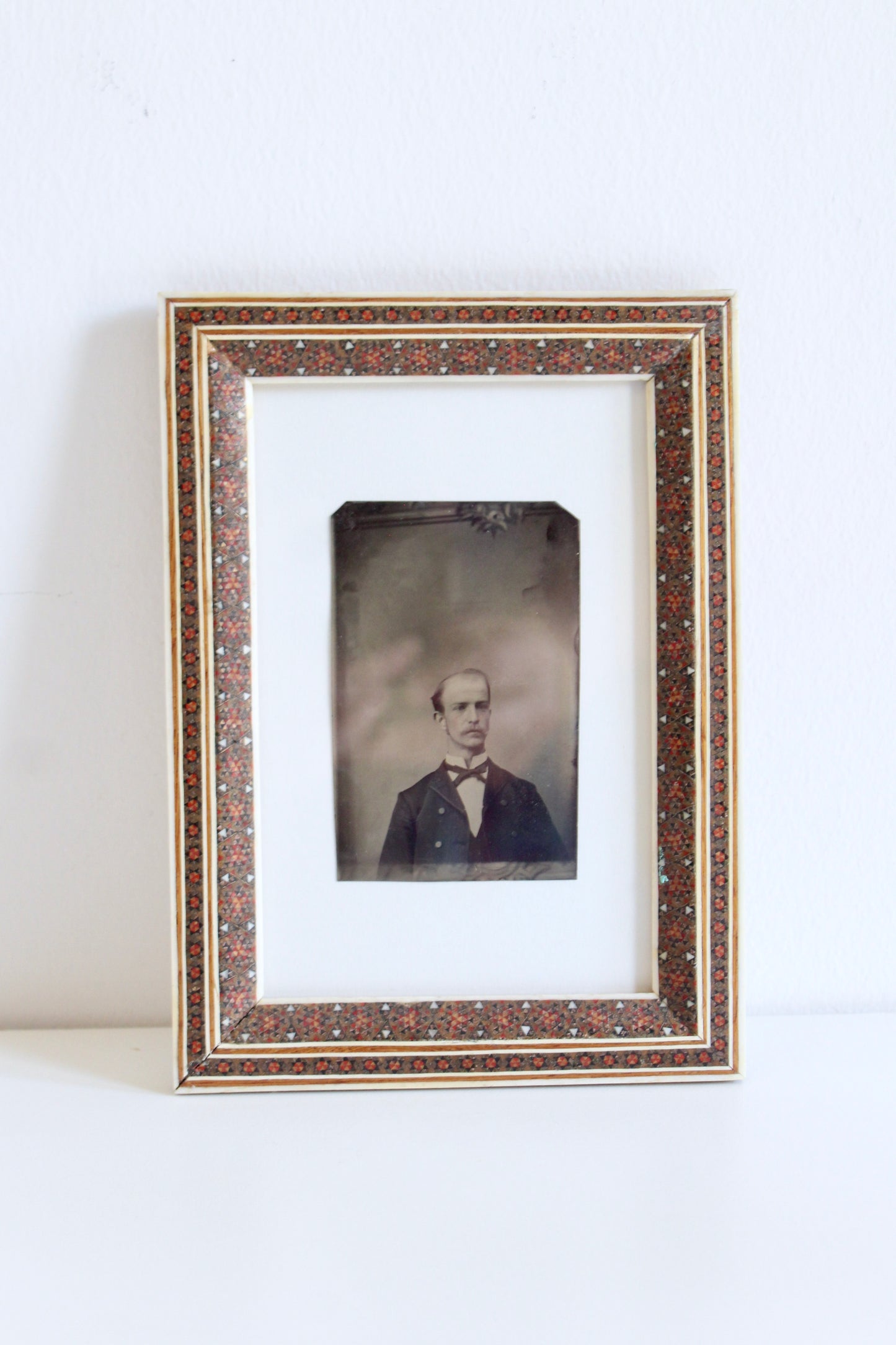 Antique 1870s Original Tintype Photo with Khatam Kari Frame