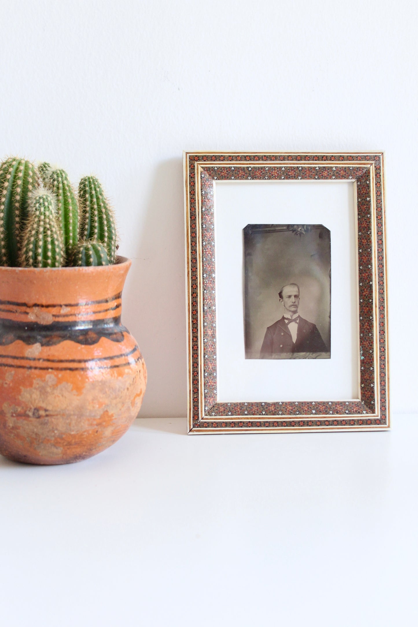 Antique 1870s Original Tintype Photo with Khatam Kari Frame