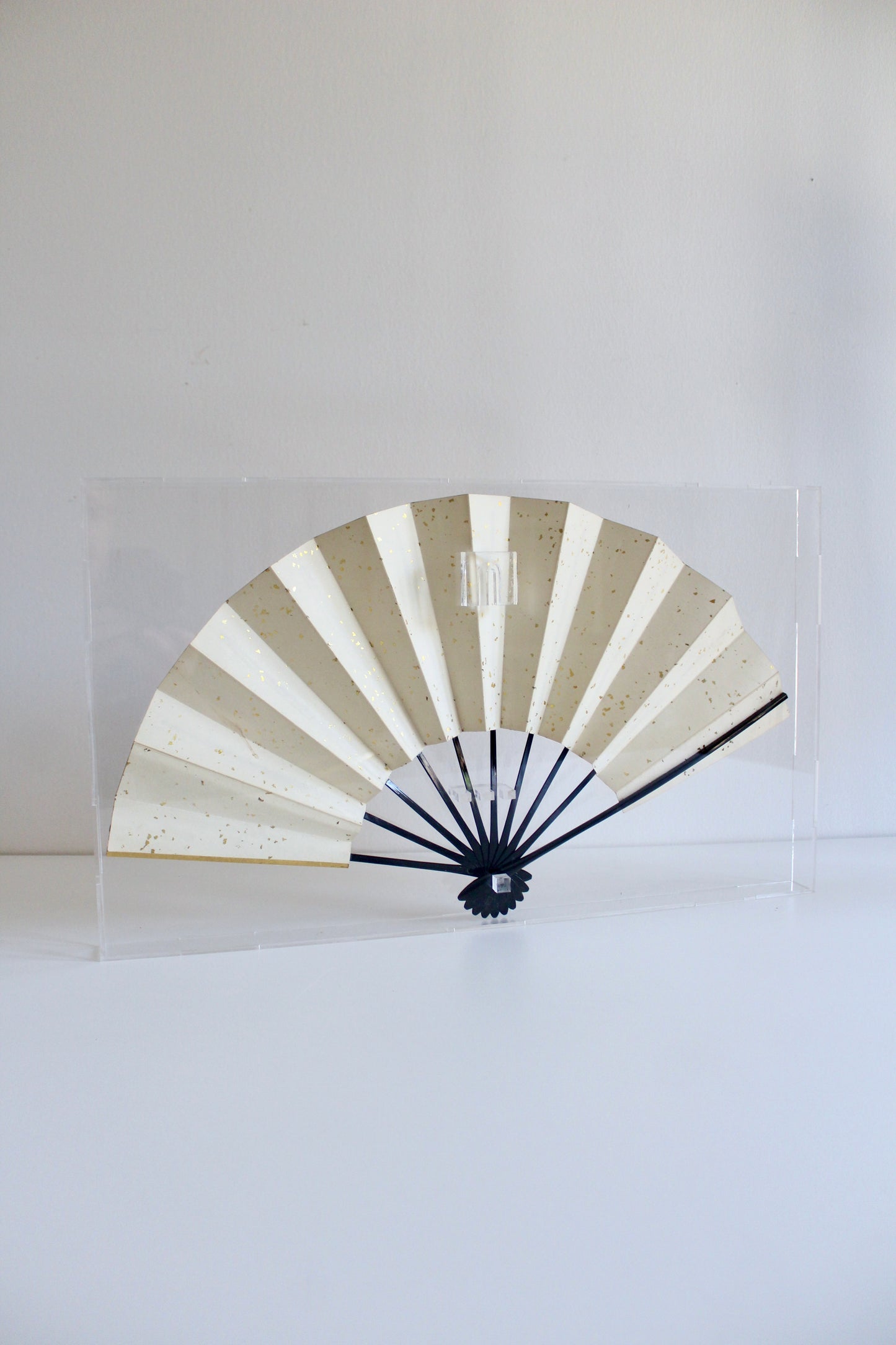 Antique Japanese Handpainted Fan in Custom Acrylic Case