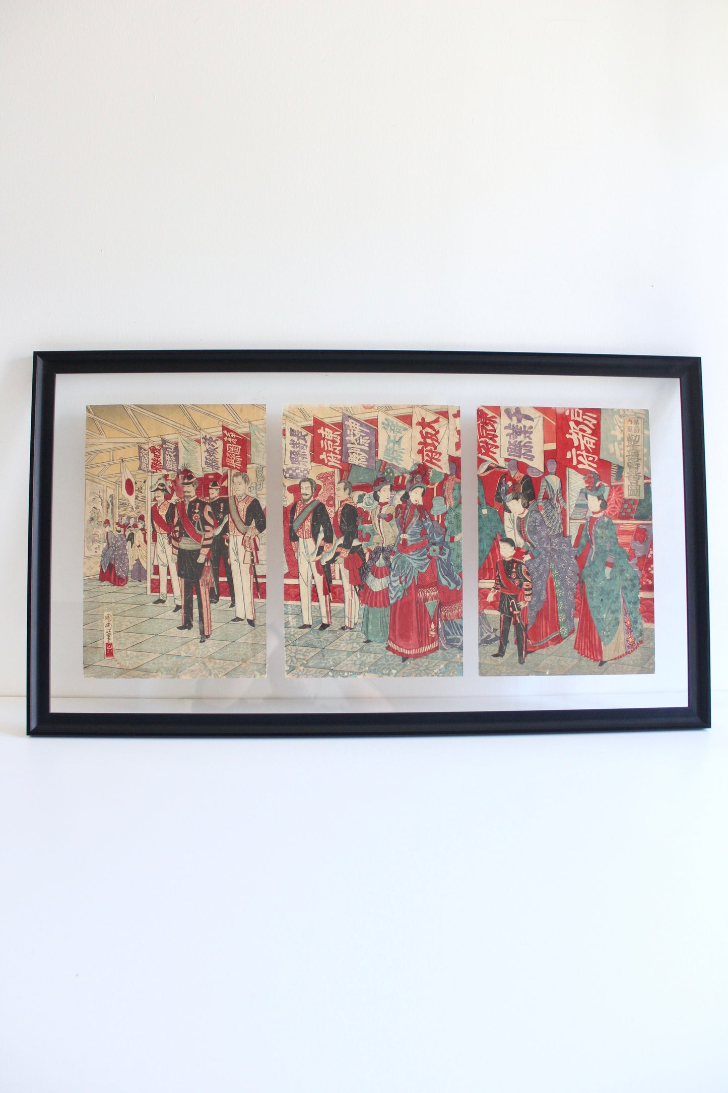 Antique Japanese Kunichika Woodblock Print Triptych - On Hold