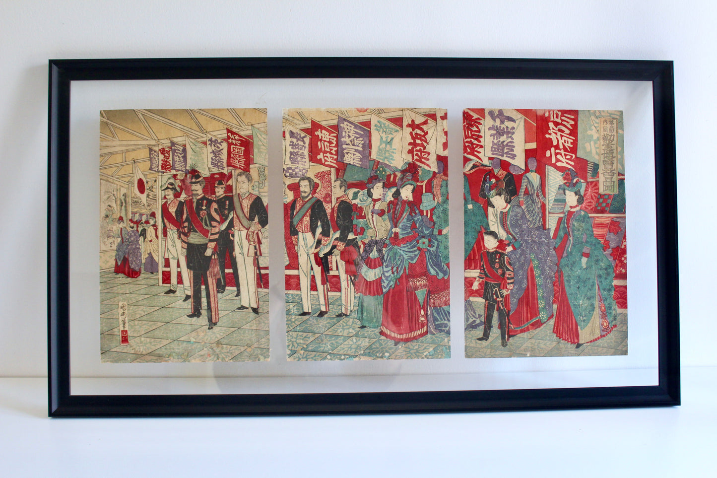 Antique Japanese Kunichika Woodblock Print Triptych - On Hold