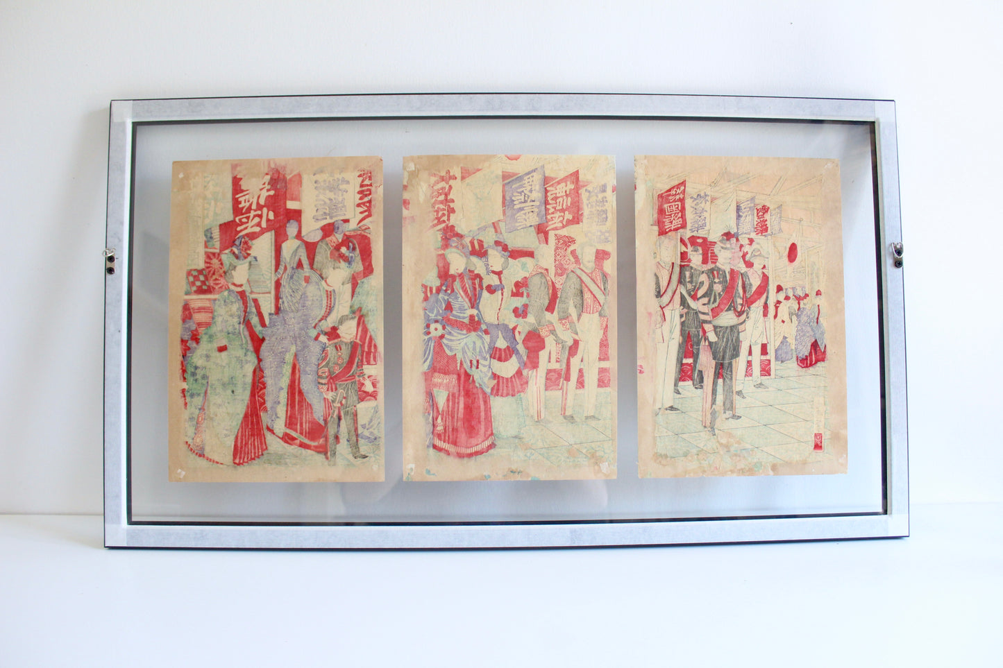 Antique Japanese Kunichika Woodblock Print Triptych - On Hold