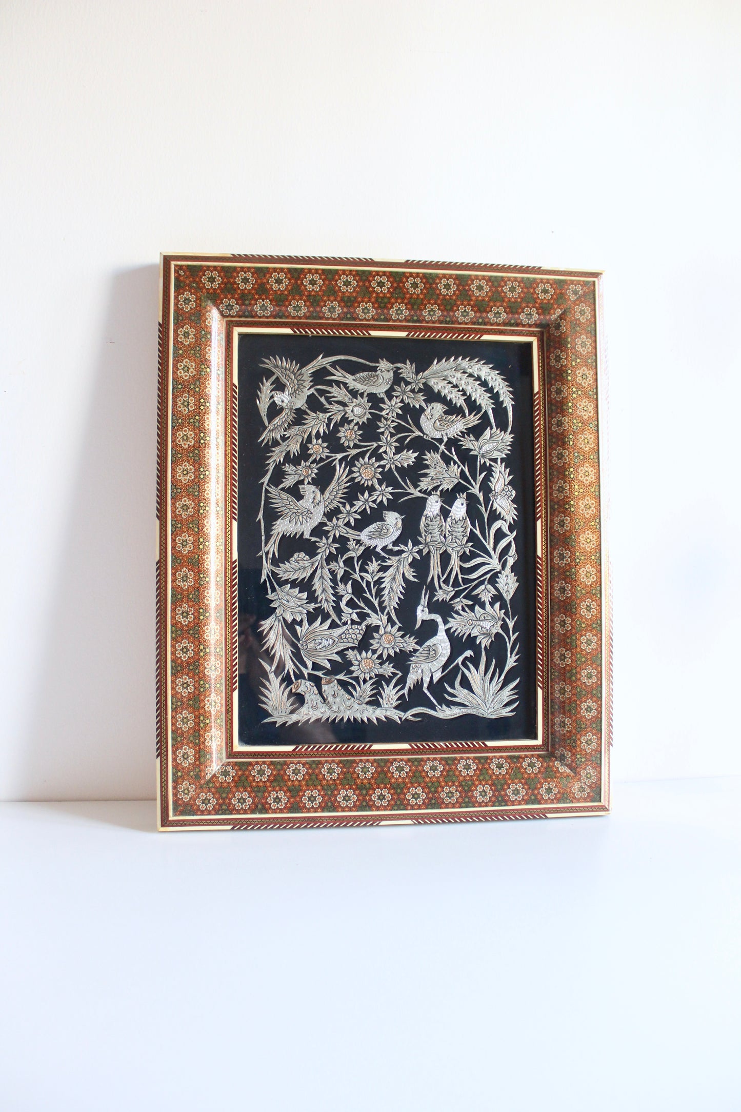 Obscenely Beautiful Khatam Kari Frame with Qalamzani Artwork