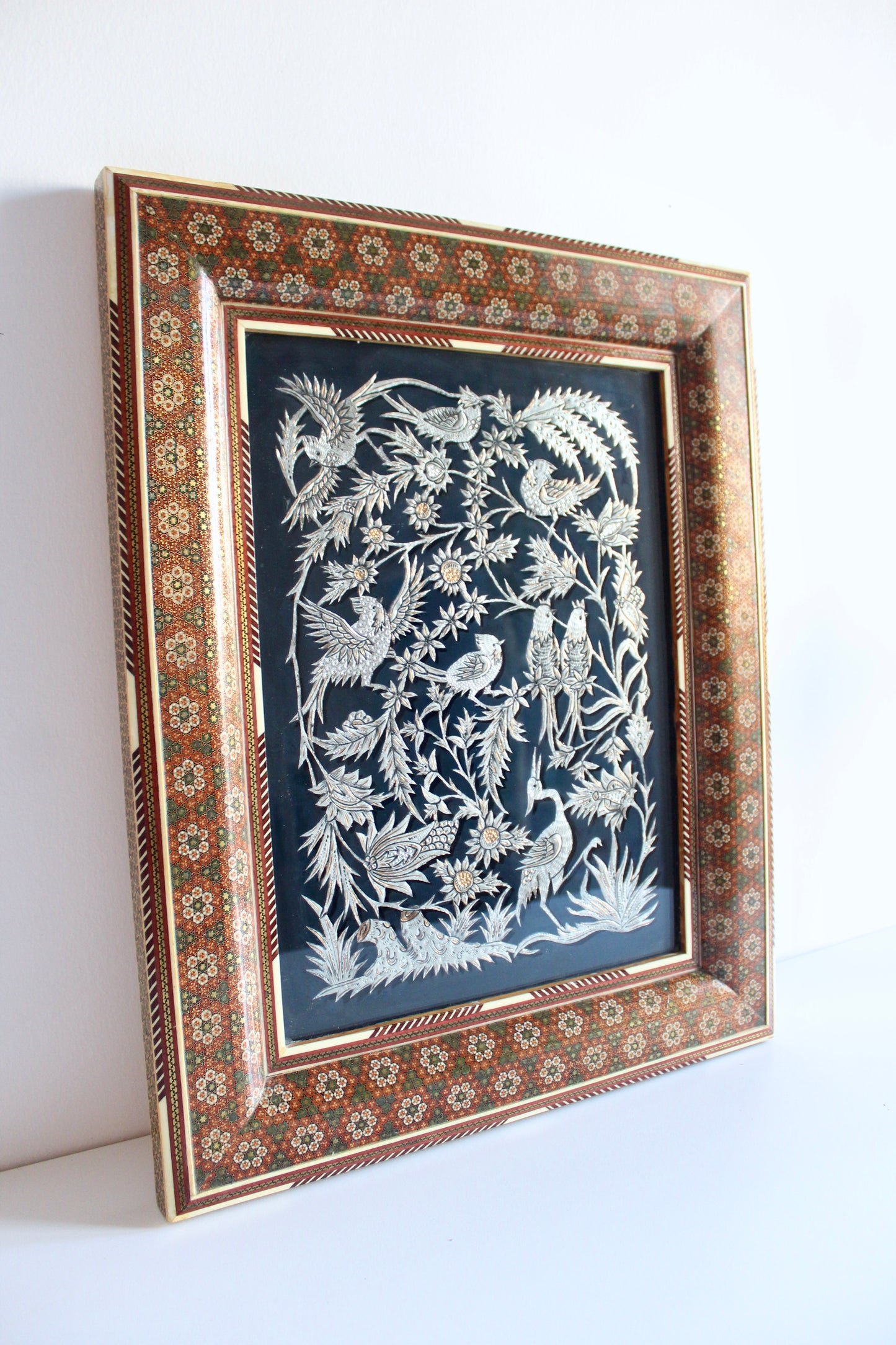 Obscenely Beautiful Khatam Kari Frame with Qalamzani Artwork