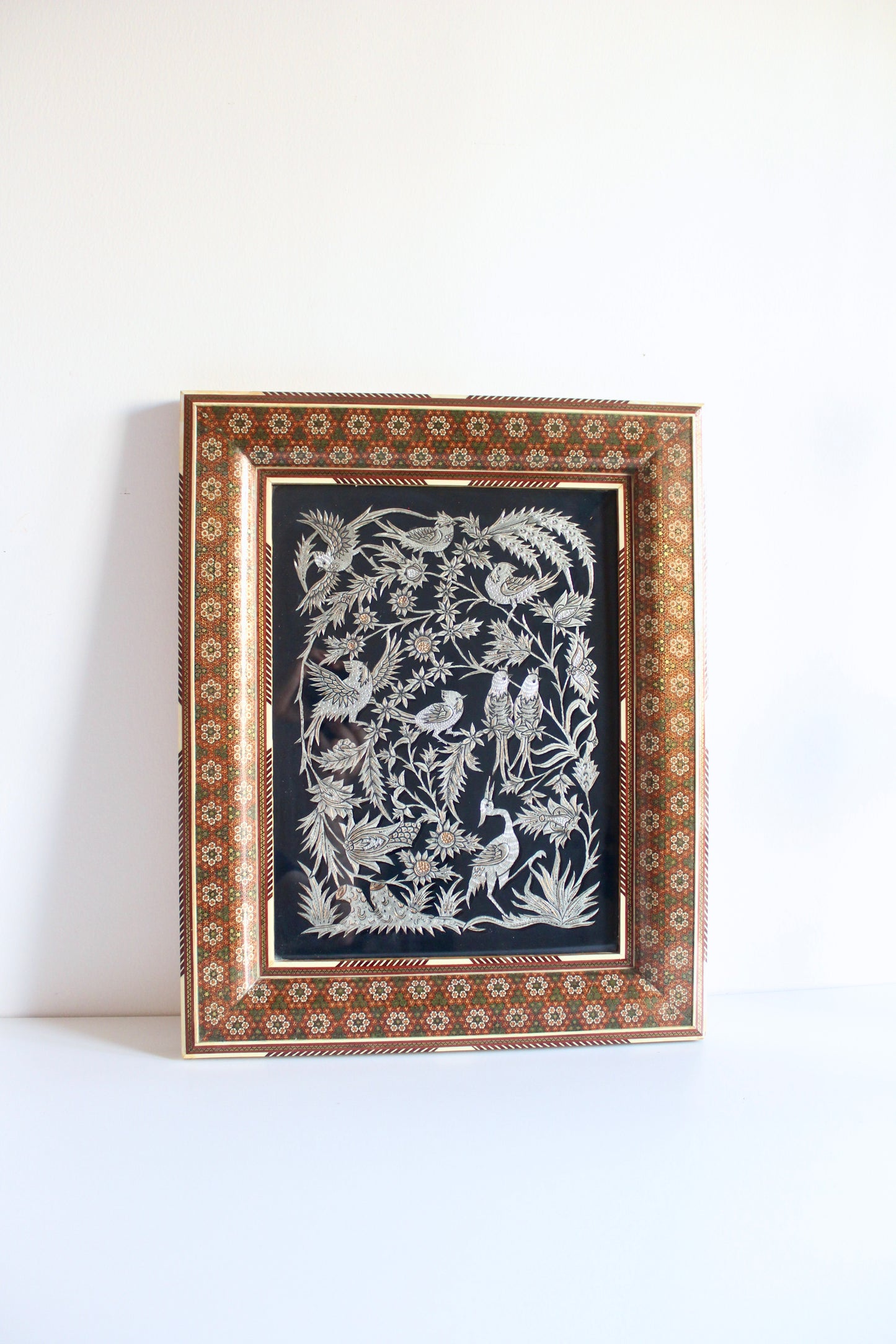 Obscenely Beautiful Khatam Kari Frame with Qalamzani Artwork