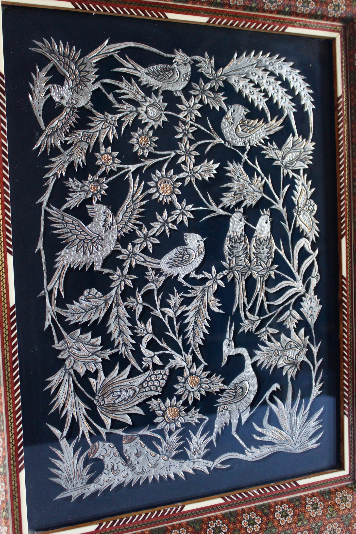 Obscenely Beautiful Khatam Kari Frame with Qalamzani Artwork