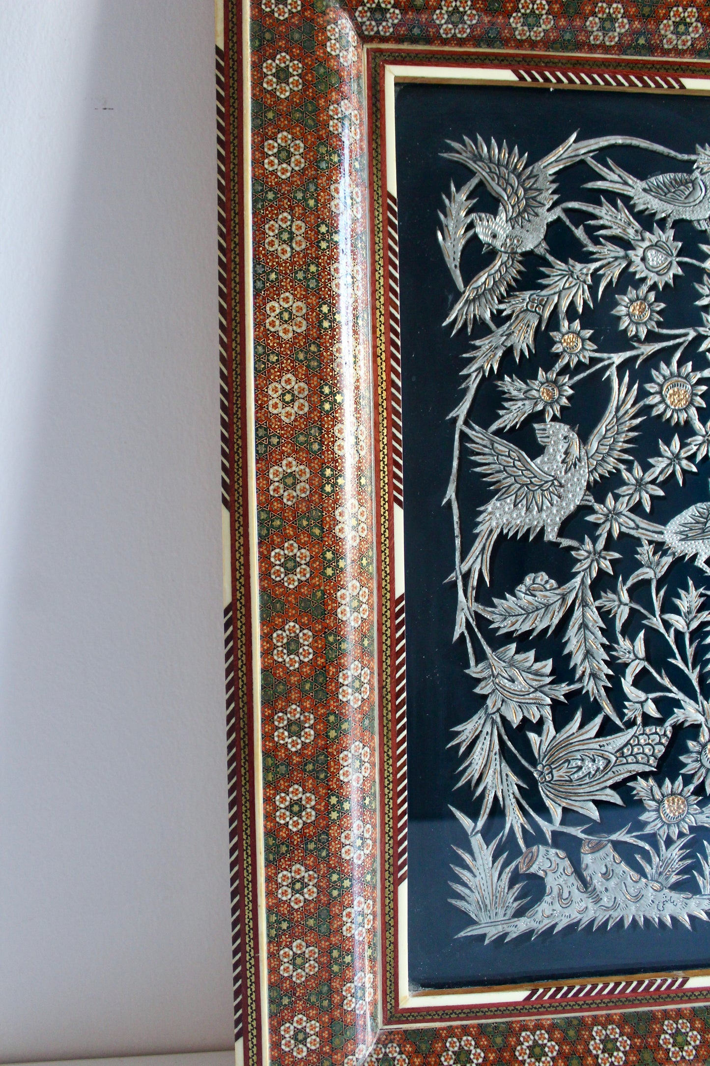 Obscenely Beautiful Khatam Kari Frame with Qalamzani Artwork