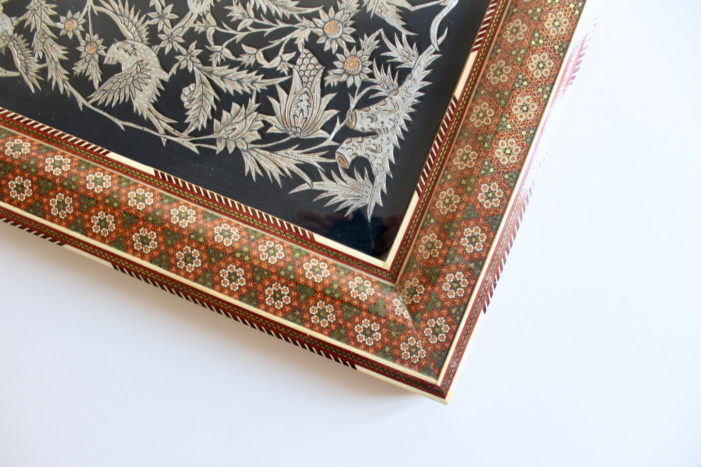 Obscenely Beautiful Khatam Kari Frame with Qalamzani Artwork