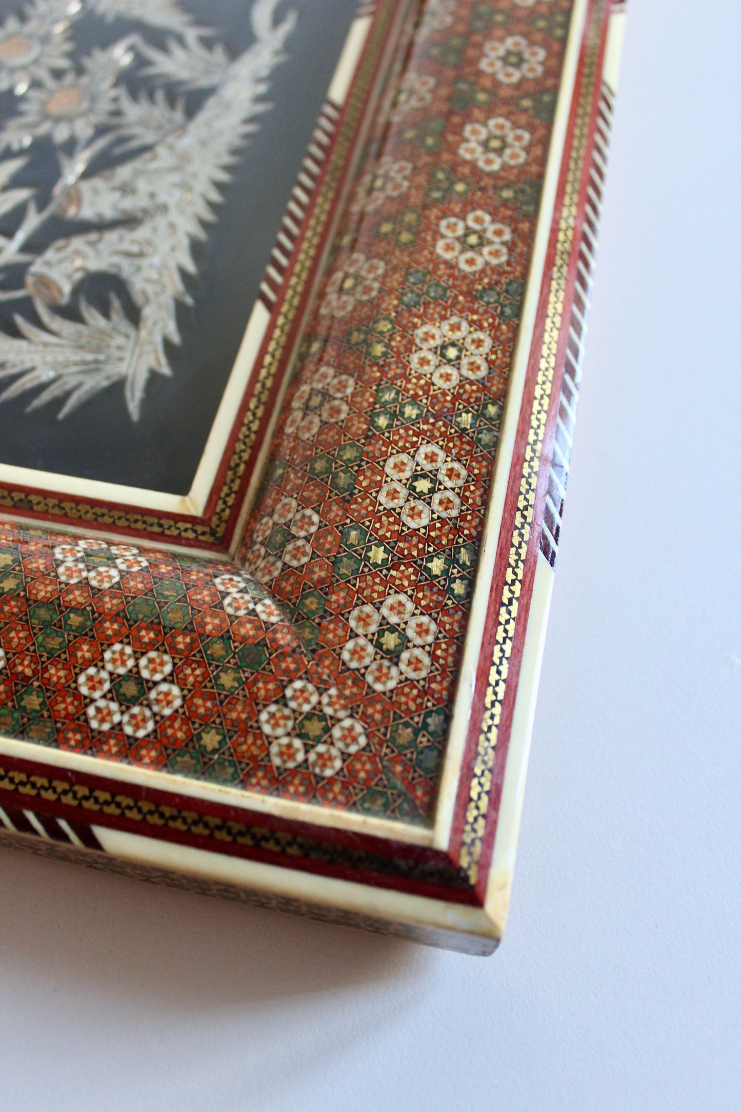 Obscenely Beautiful Khatam Kari Frame with Qalamzani Artwork
