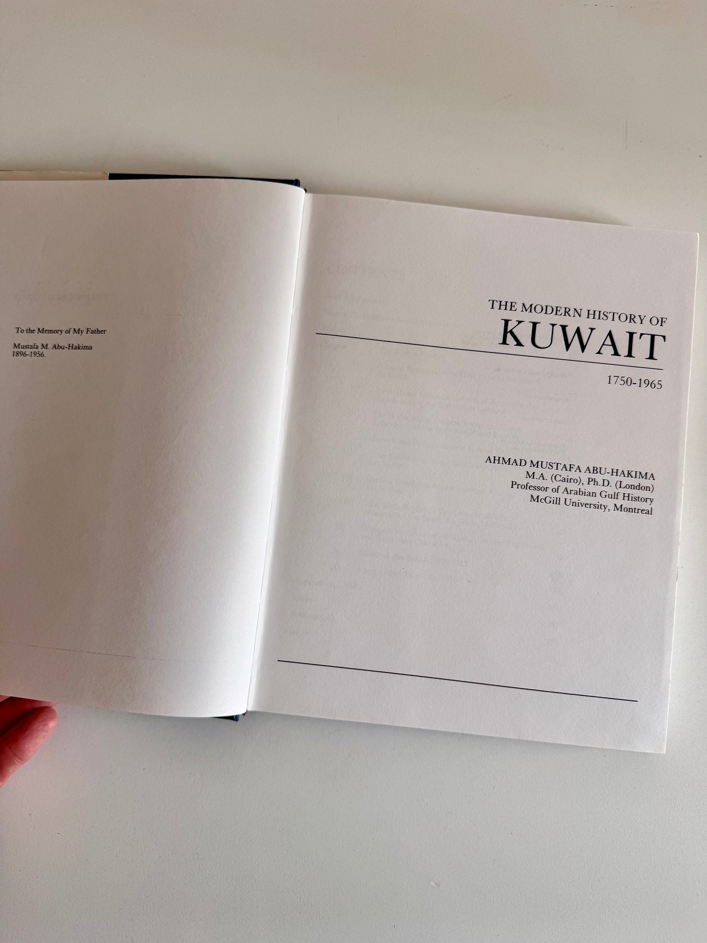 1983 First Edition – The Modern History of Kuwait, 1750–1965 by Ahmad Mustafa Abu-Hakima