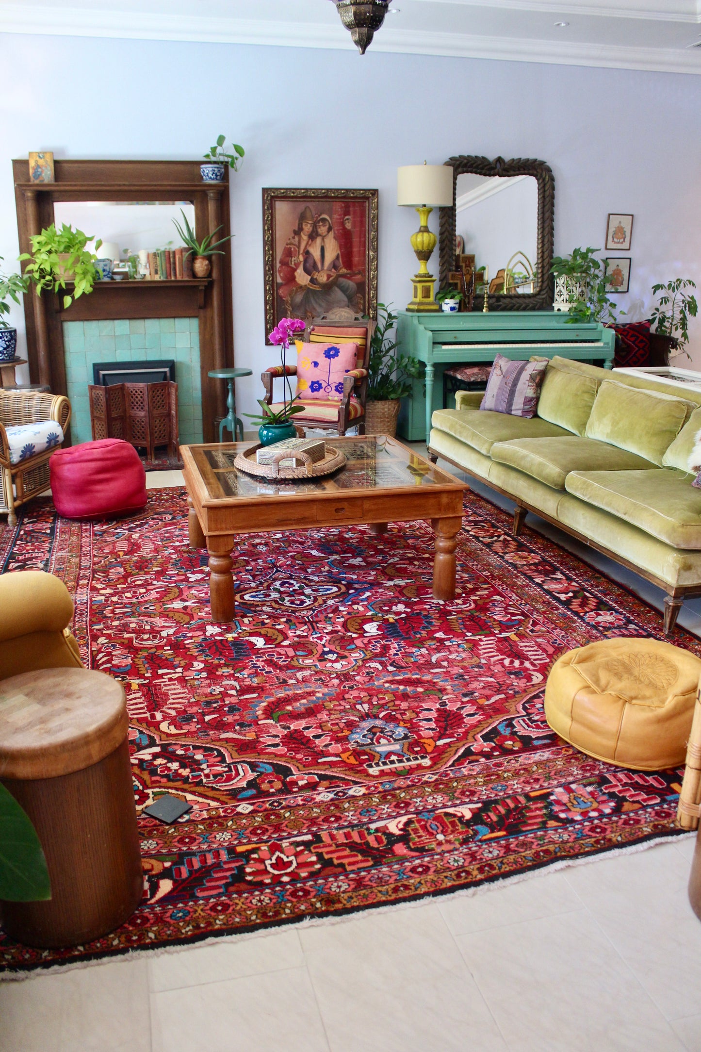 Solid Wood, Glass Top Coffee Table with Dhokra Panels