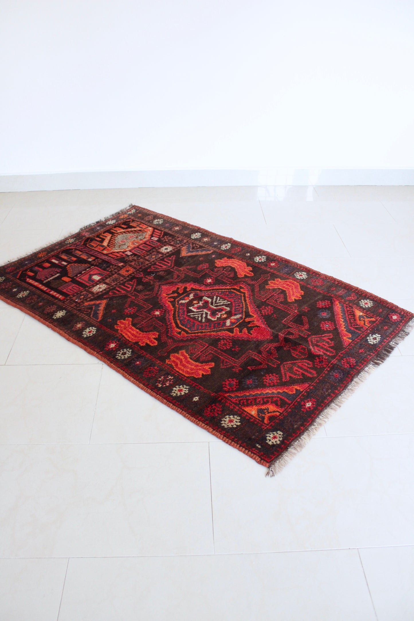 Vintage Afghan Prayer Rug with Mosque Motif 85x130