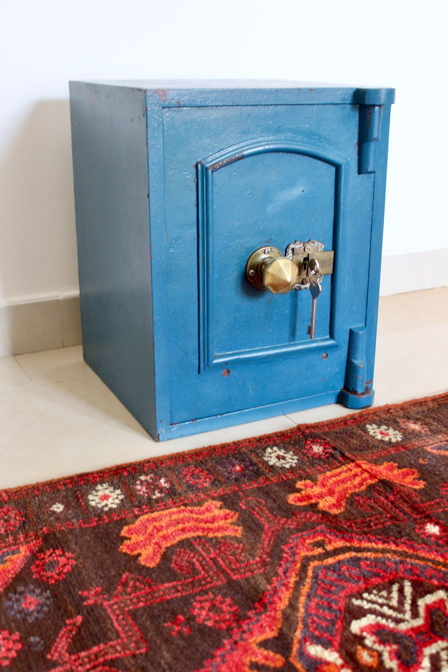 Vintage 1950s Indian Steel Safe with Original Key