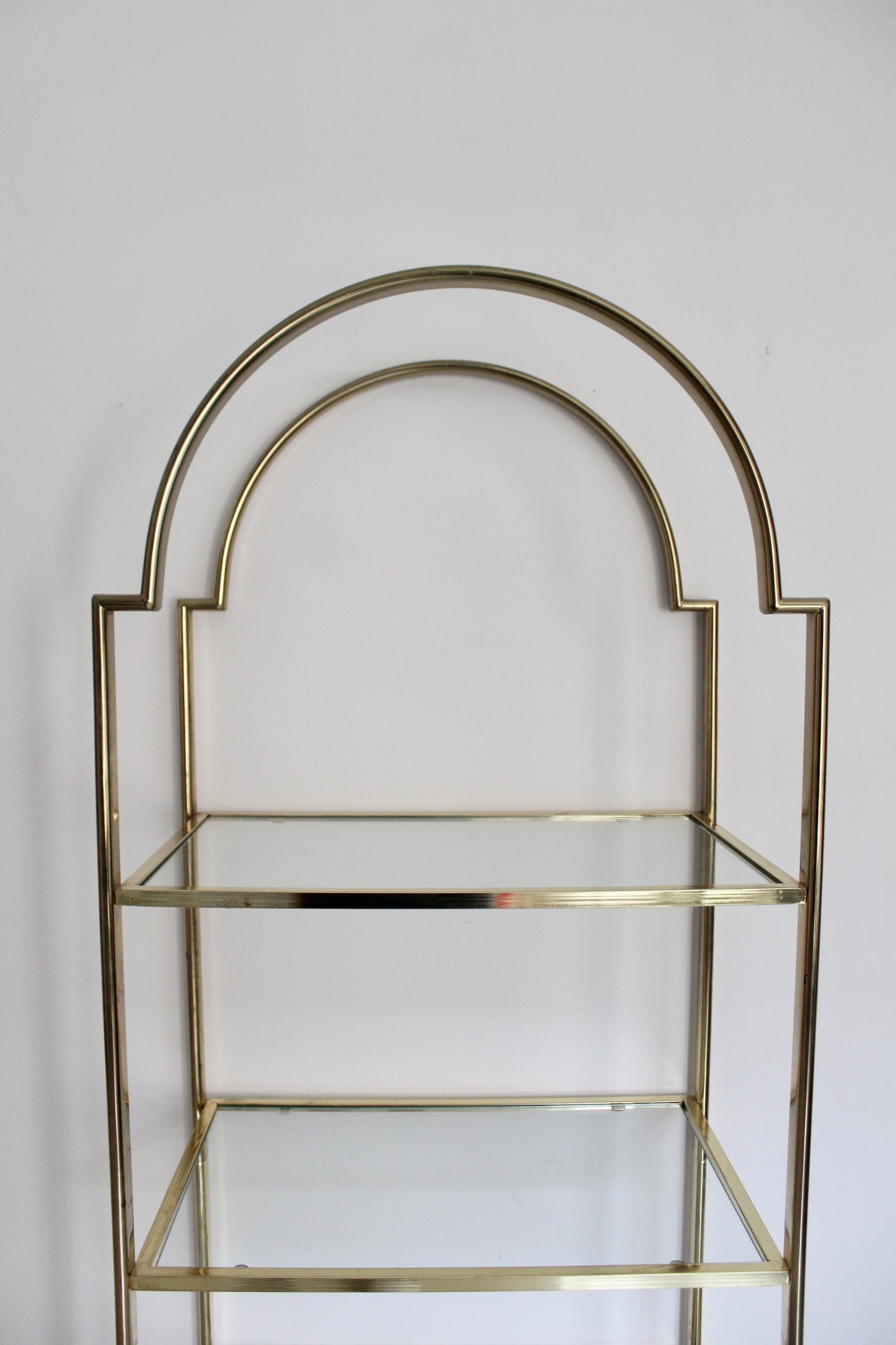 Vintage Brass & Glass Moorish Arch Étagère Display Shelf