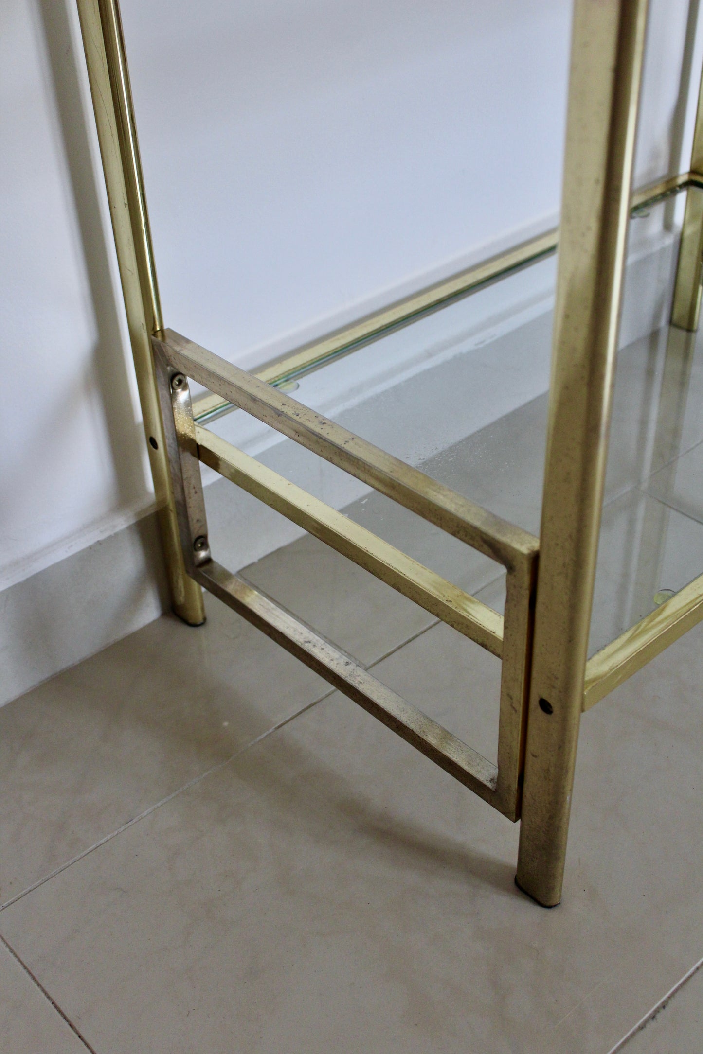 Vintage Brass & Glass Moorish Arch Étagère Display Shelf