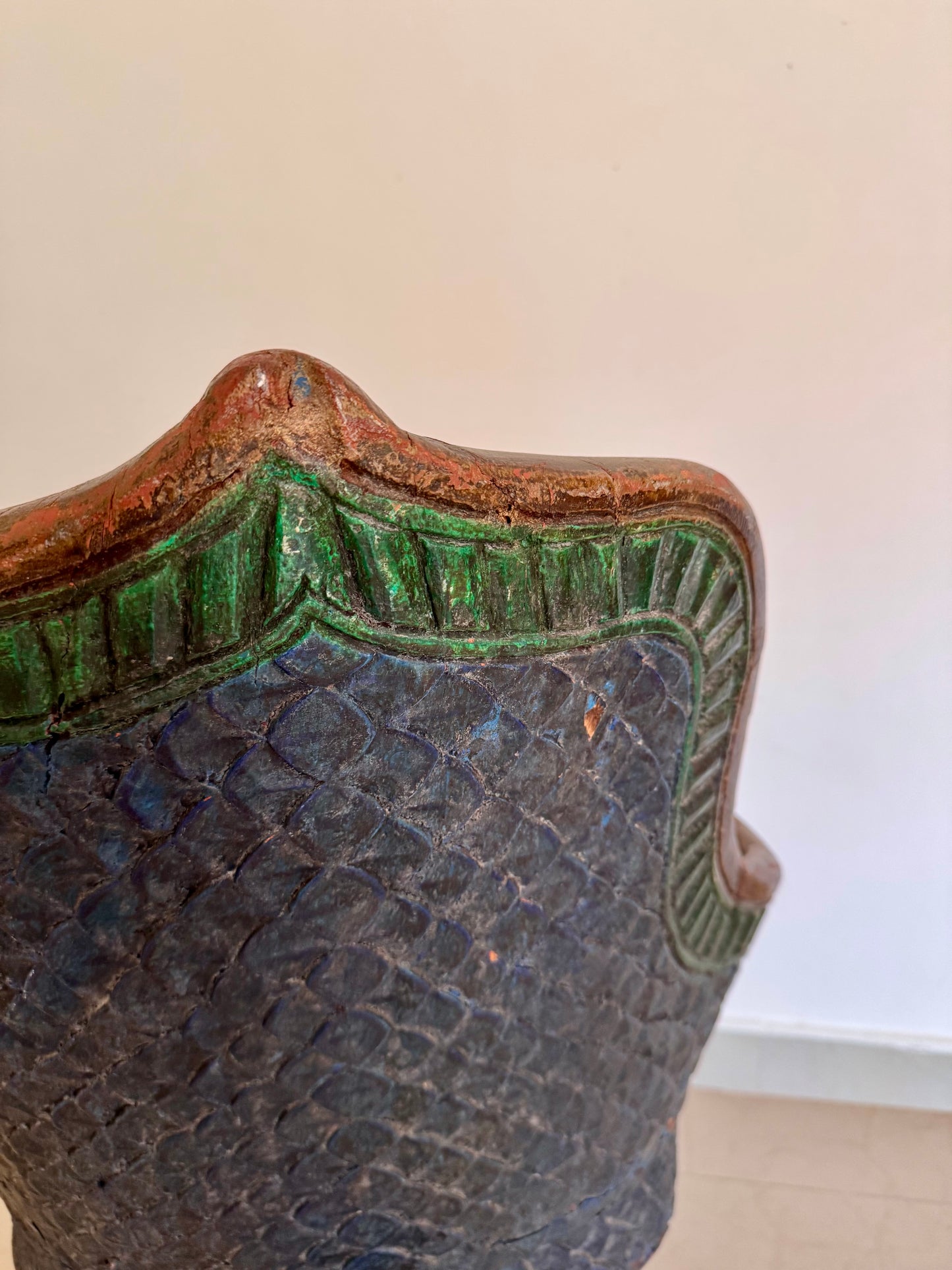 Vintage Indian Hand-Carved Peacock Chair