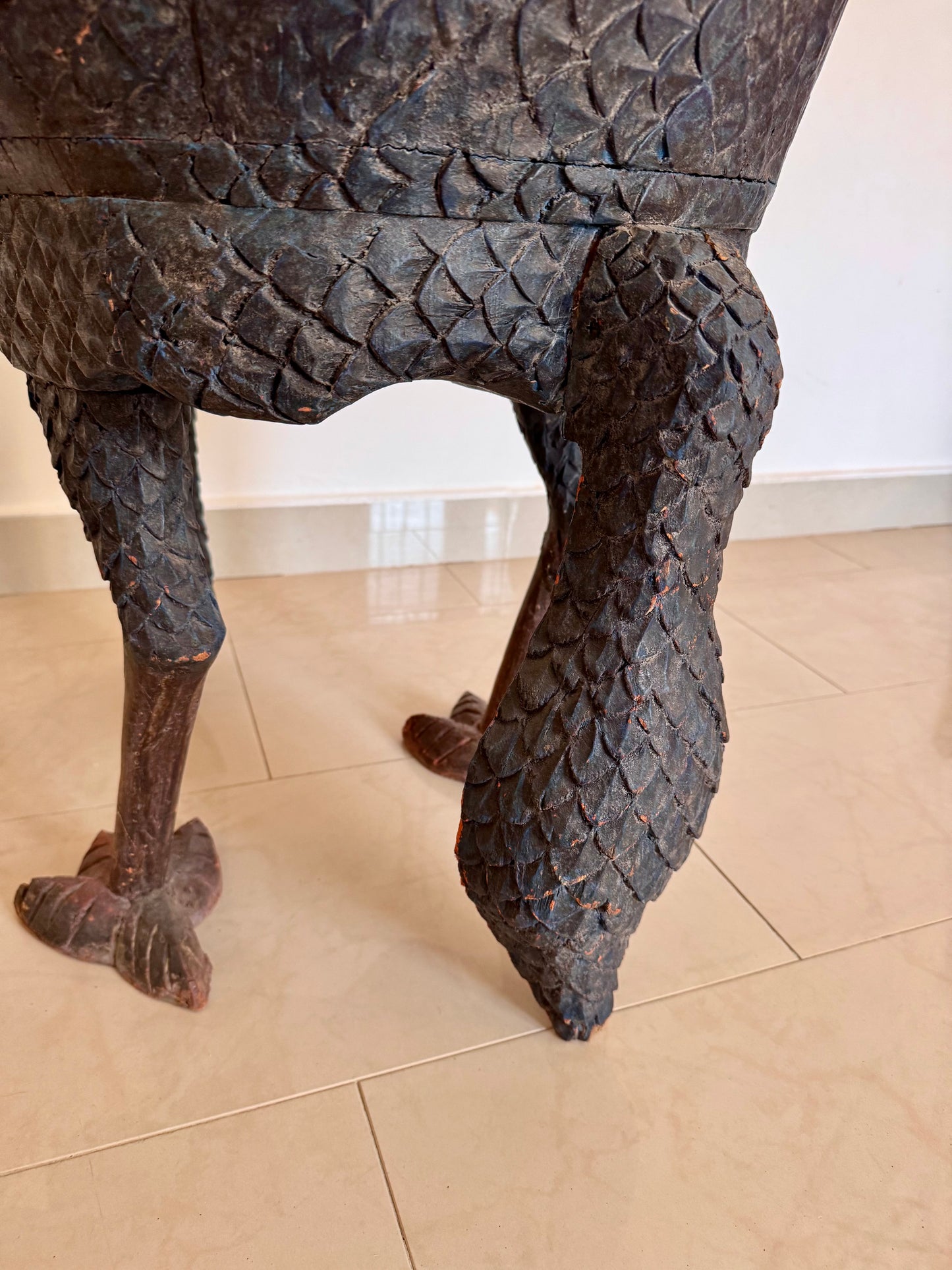 Vintage Indian Hand-Carved Peacock Chair