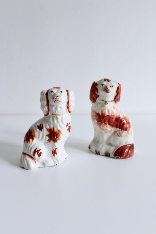 Victorian Staffordshire Spaniel Figures (Pair)